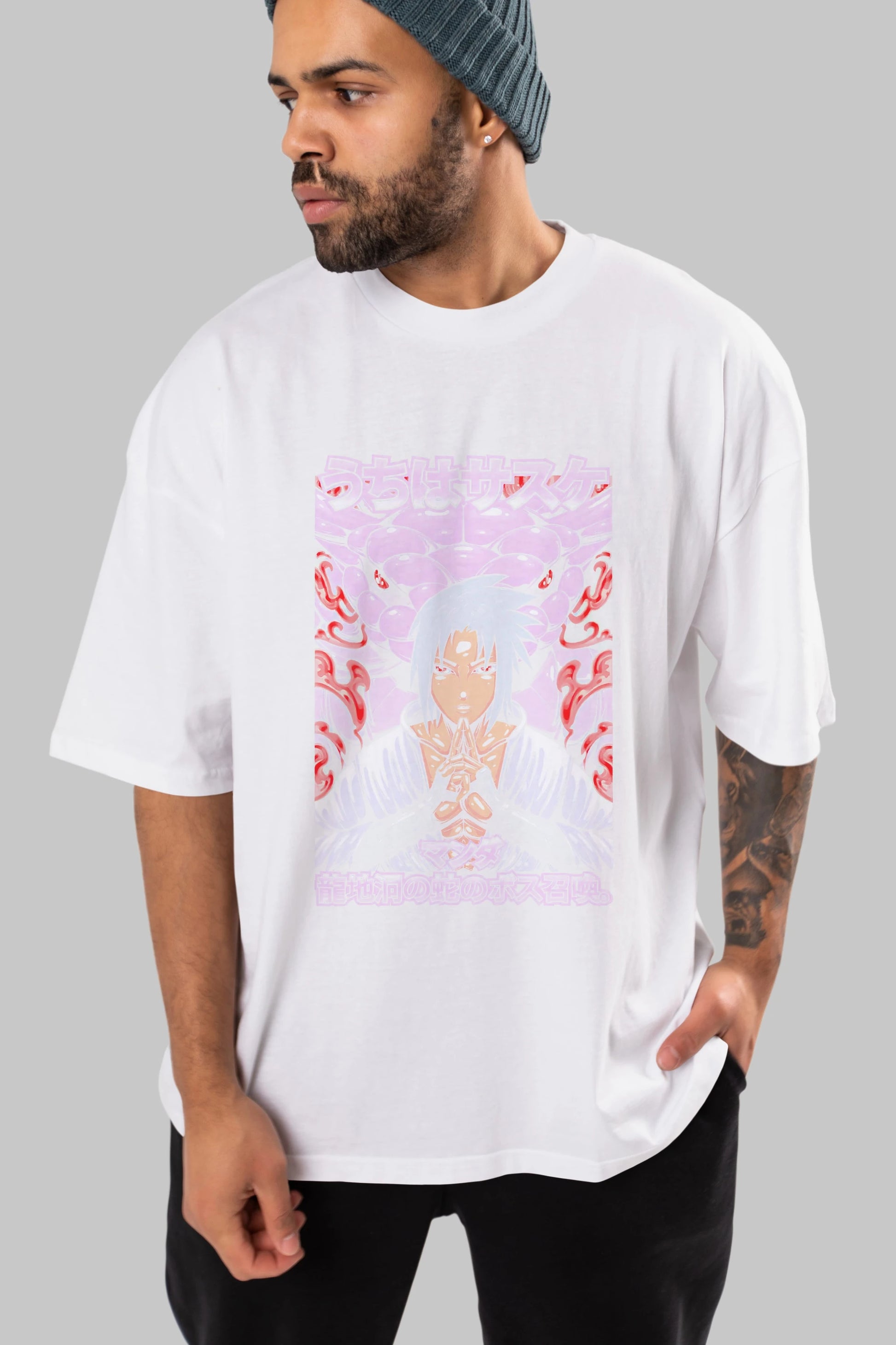 NARUTO SASUKE UCHIHA Anime Ön Baskılı Oversize t-shirt %100 pamuk Erkek Kadın Unisex