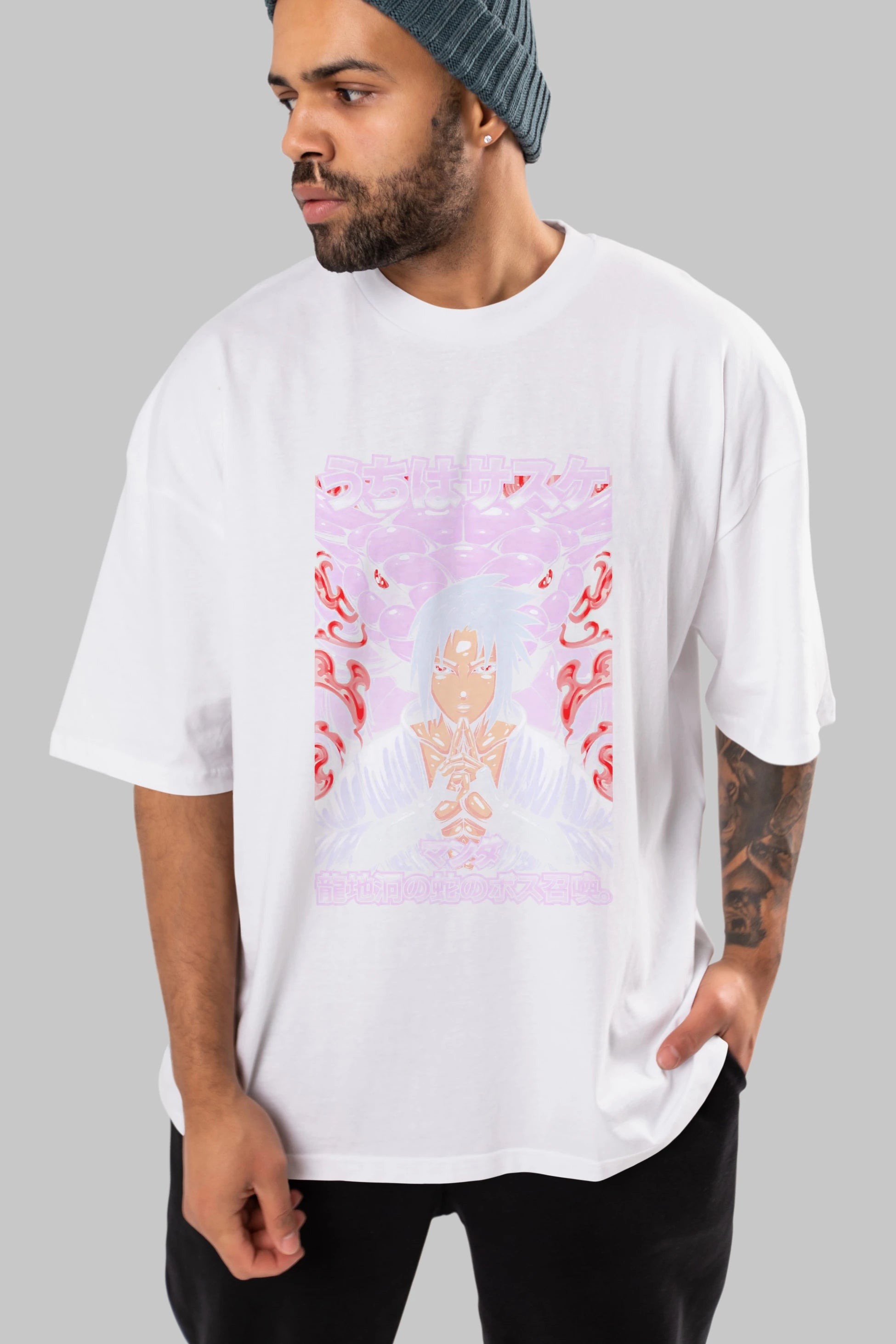 NARUTO SASUKE UCHIHA Anime Ön Baskılı Oversize t-shirt %100 pamuk Erkek Kadın Unisex