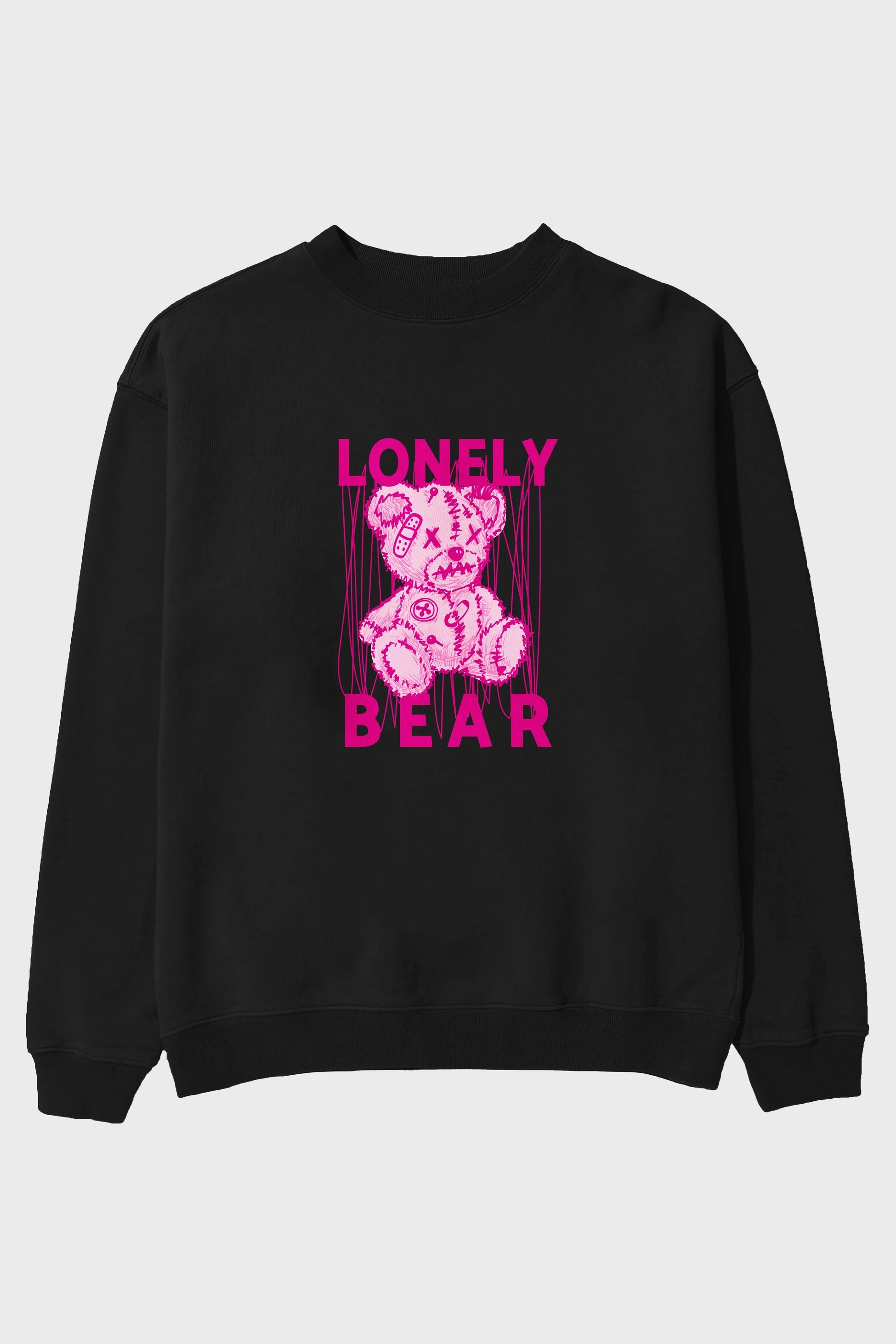 Lonely Bear Ön Baskılı Oversize Sweatshirt Erkek Kadın Unisex