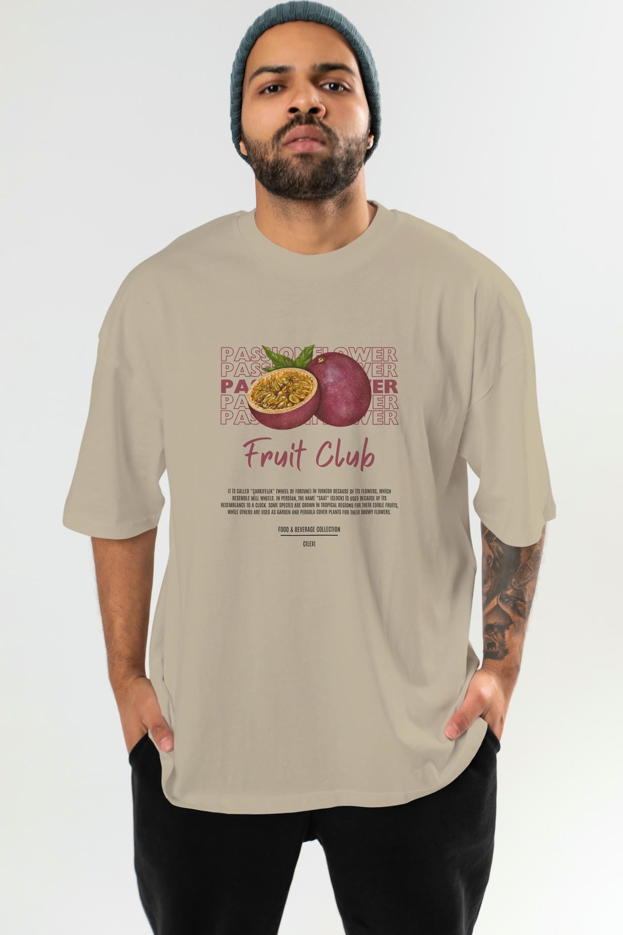 Passionflower Ön Baskılı Oversize t-shirt Erkek Kadın Pamuk Bisiklet Yaka tişort