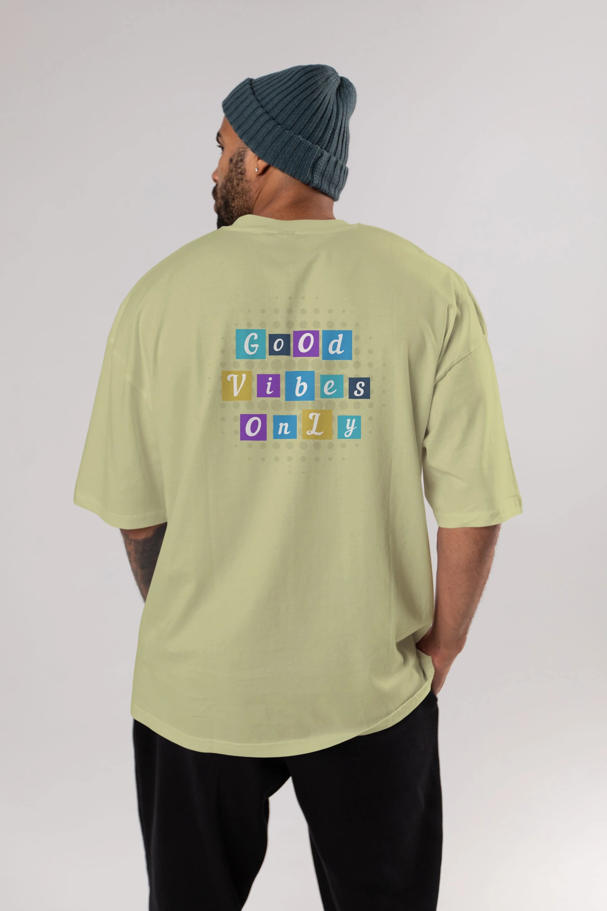Good Vibes Only Yazılı 3 Arka Baskılı Oversize t-shirt Erkek Kadın Unisex