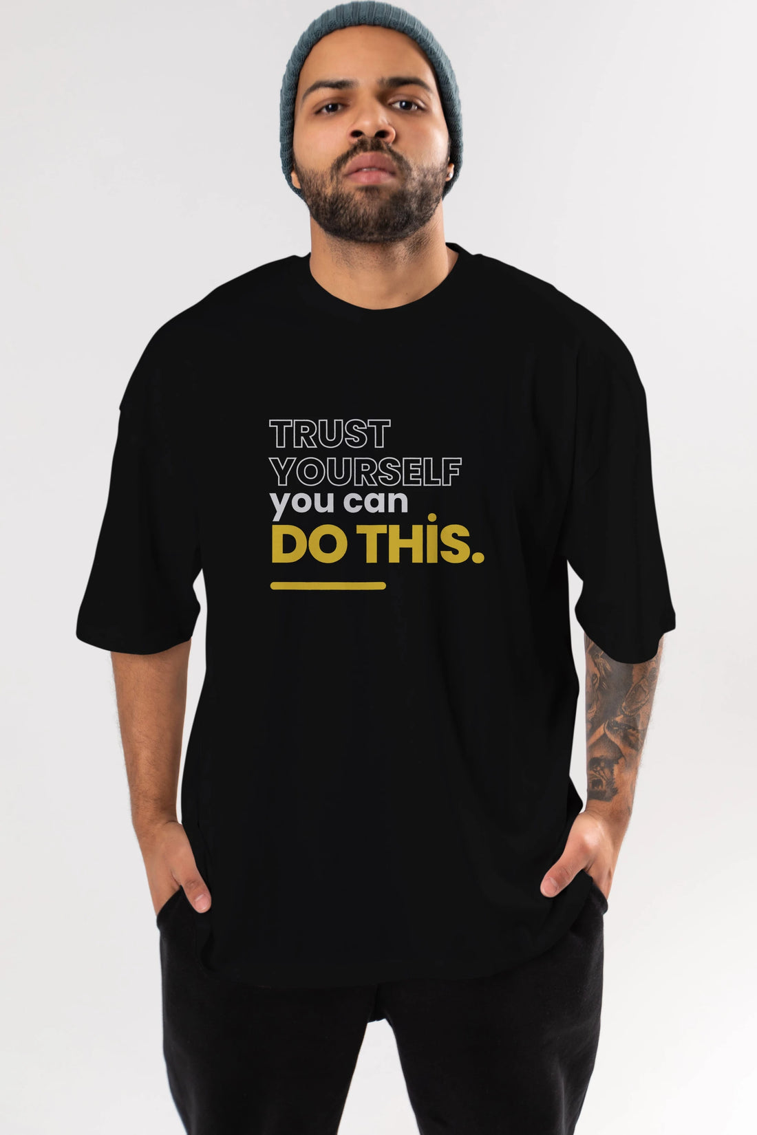 Trust Yourself Yazılı Ön Baskılı Oversize t-shirt Erkek Kadın Unisex