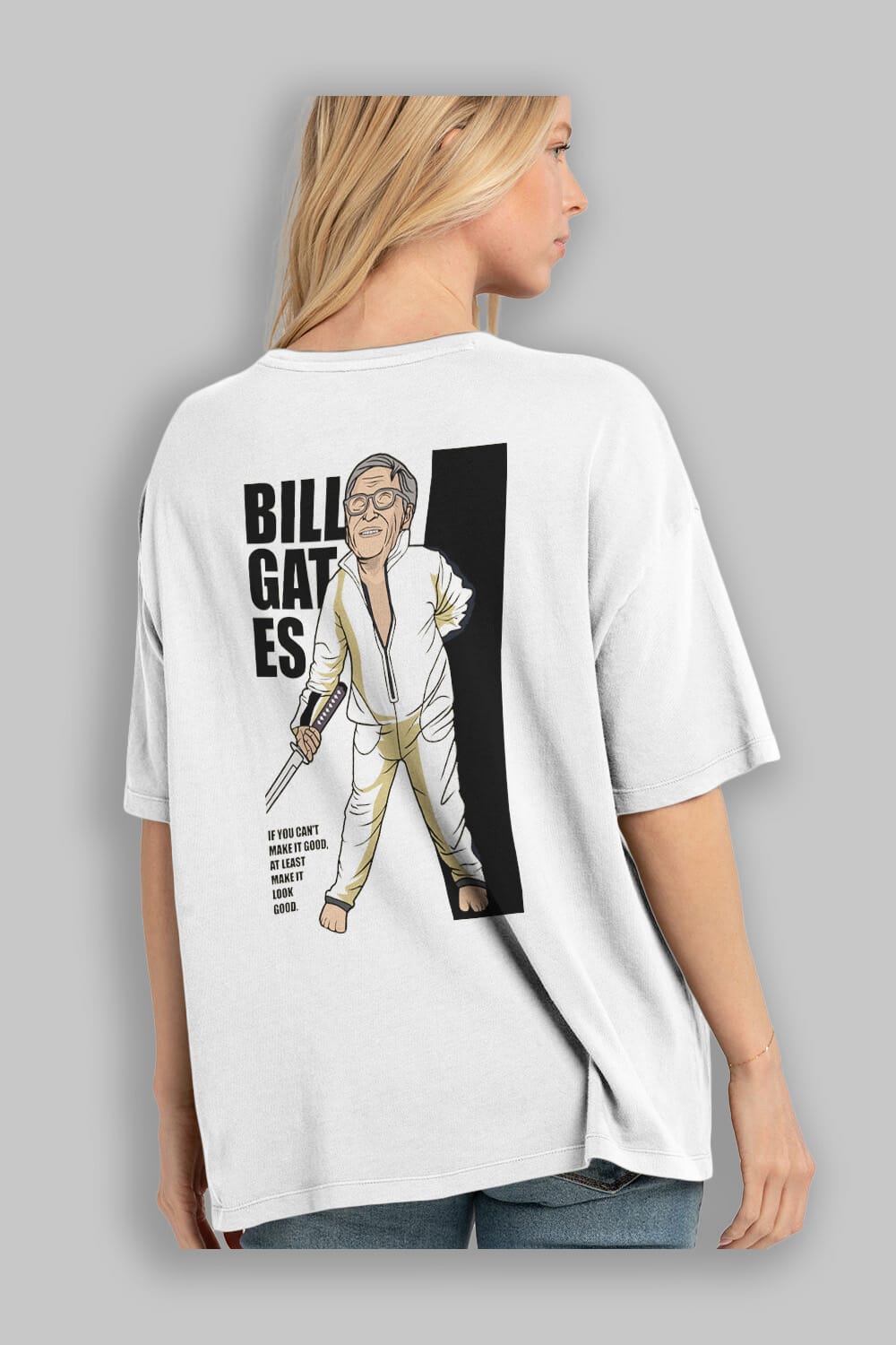 Bill Gates Arka Baskılı Oversize t-shirt Erkek Kadın Unisex %100 Pamuk tişort