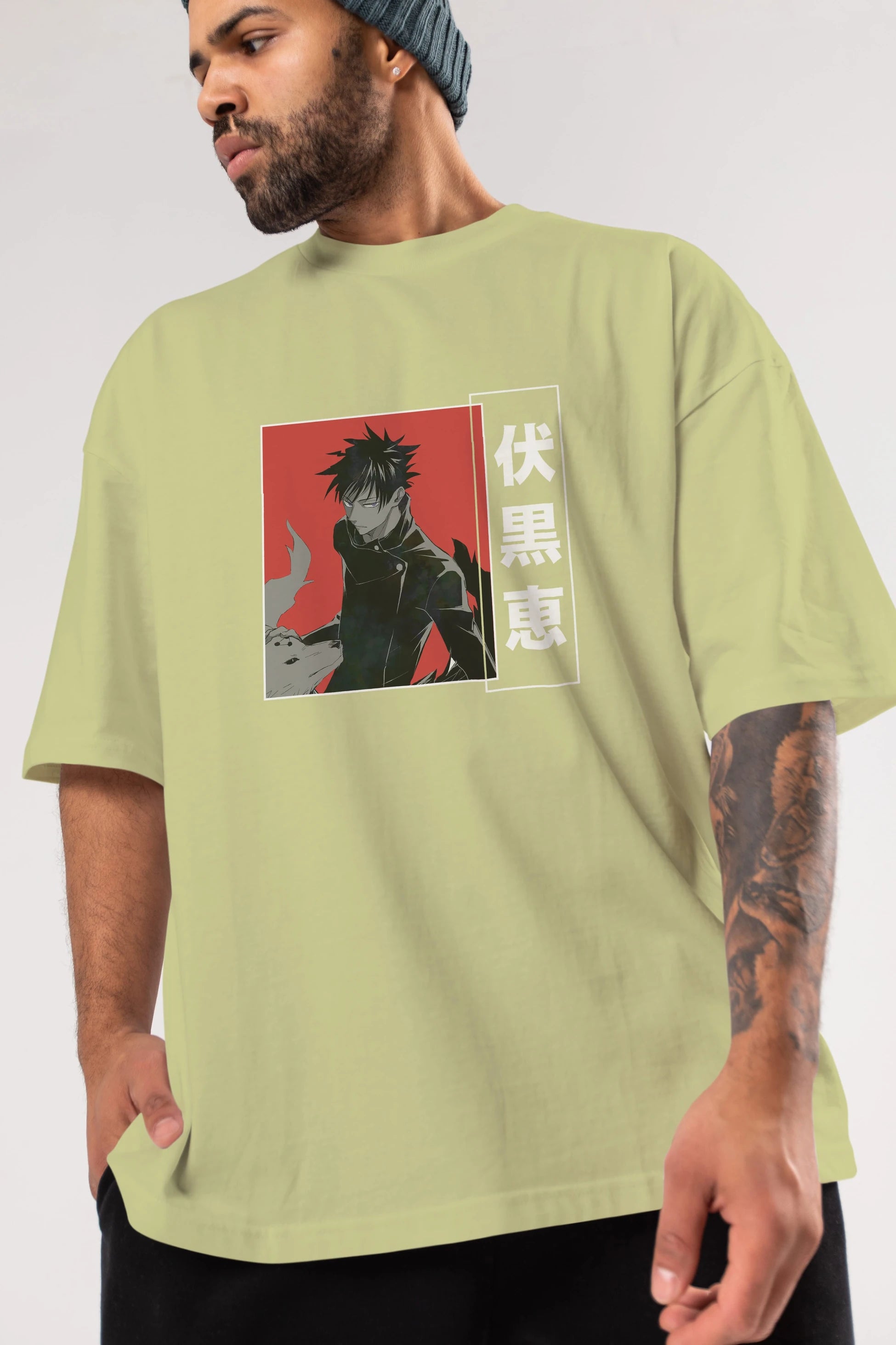 Megumi Fushiguro Anime Ön Baskılı Oversize t-shirt %100 pamuk Erkek Kadın Unisex