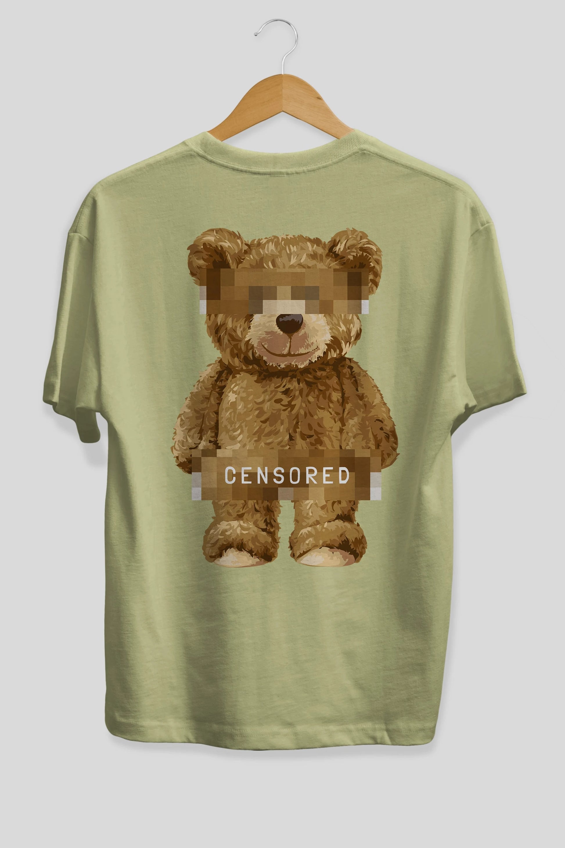 Teddy Bear Censored Arka Baskılı Oversize t-shirt Erkek Kadın Unisex %100 Pamuk