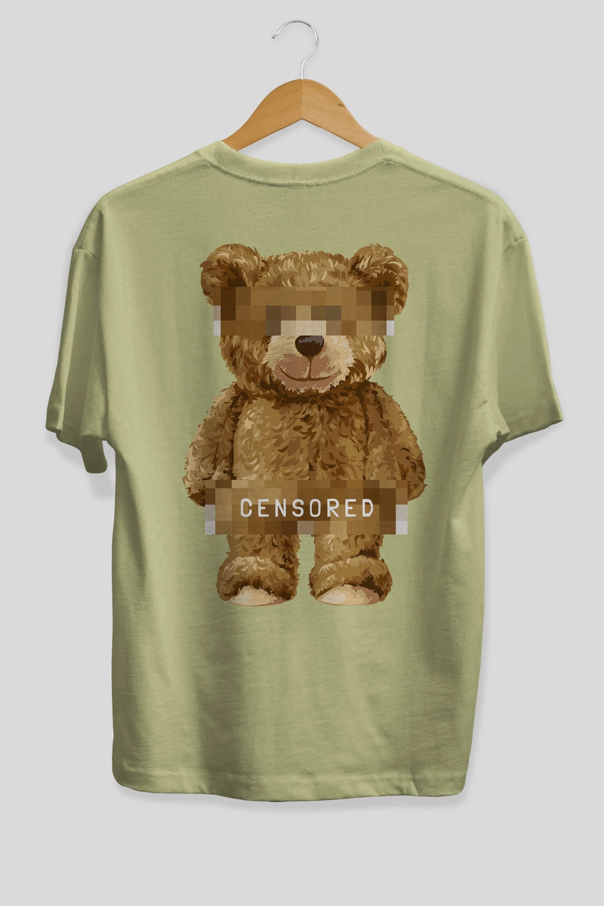 Teddy Bear Censored Arka Baskılı Oversize t-shirt Erkek Kadın Unisex %100 Pamuk