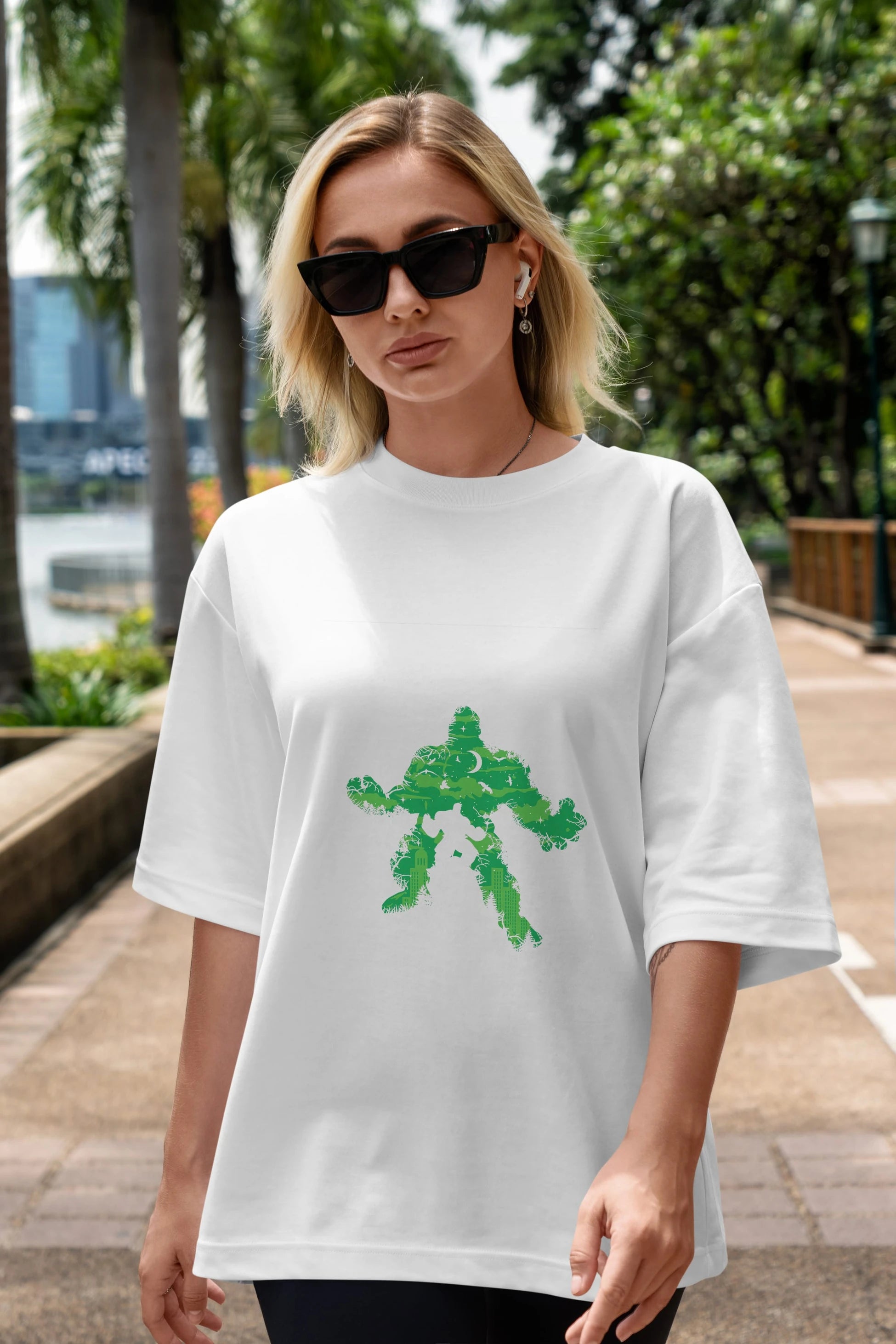 Green Monster Ön Baskılı Oversize t-shirt %100 pamuk Erkek Kadın Unisex