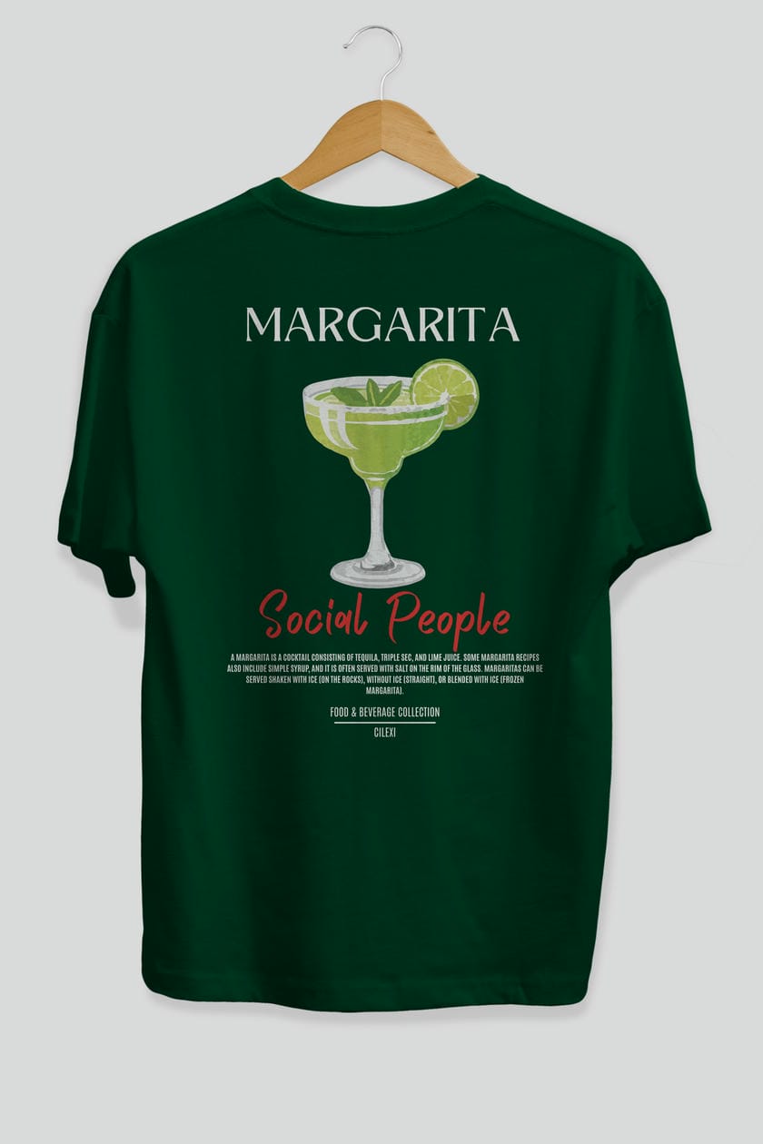 Margarita Kokteyl Serisi Baskılı Oversize t-shirt Erkek Kadın Unisex %100 Pamuk Bisiklet Yaka tişort