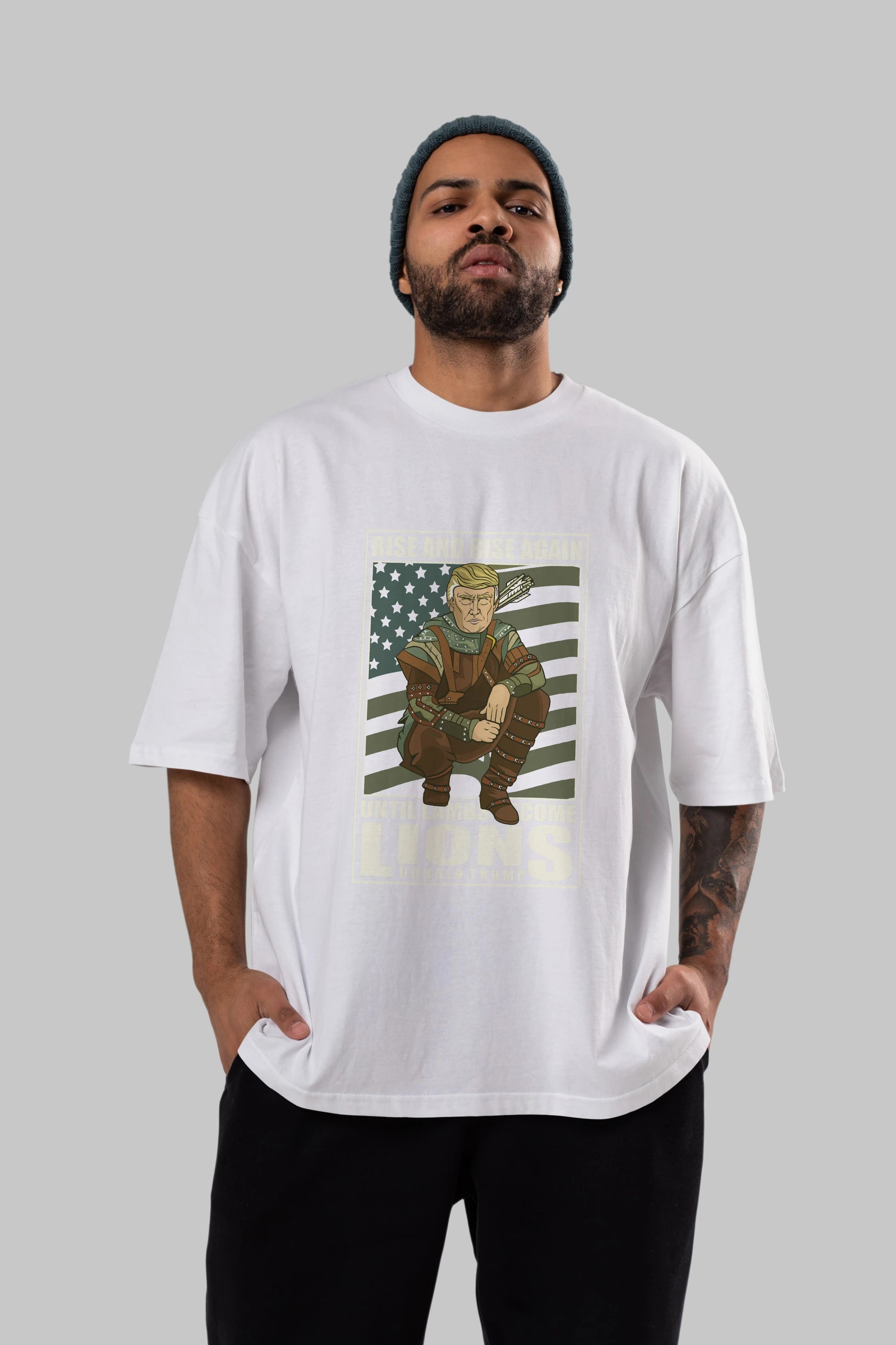 Robin Hood Trump Ön Baskılı Oversize t-shirt Erkek Kadın Unisex %100 Pamuk tişort