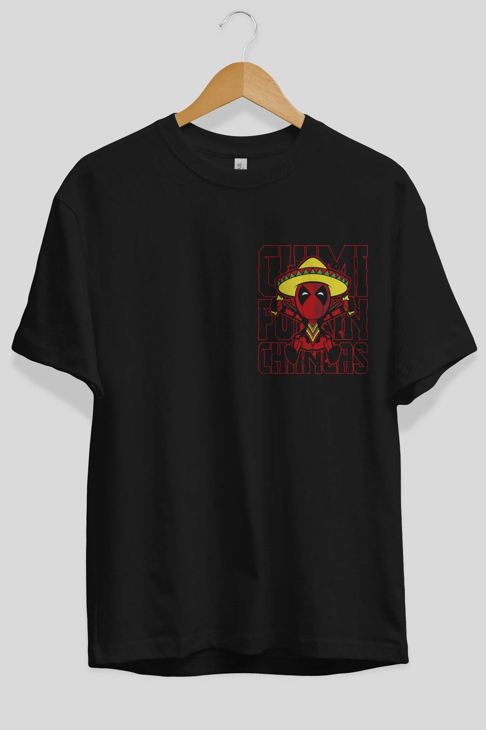 Deadpool (14) Ön Sol Baskılı Oversize t-shirt Erkek Kadın Unisex %100 Pamuk Bisiklet Yaka tişort
