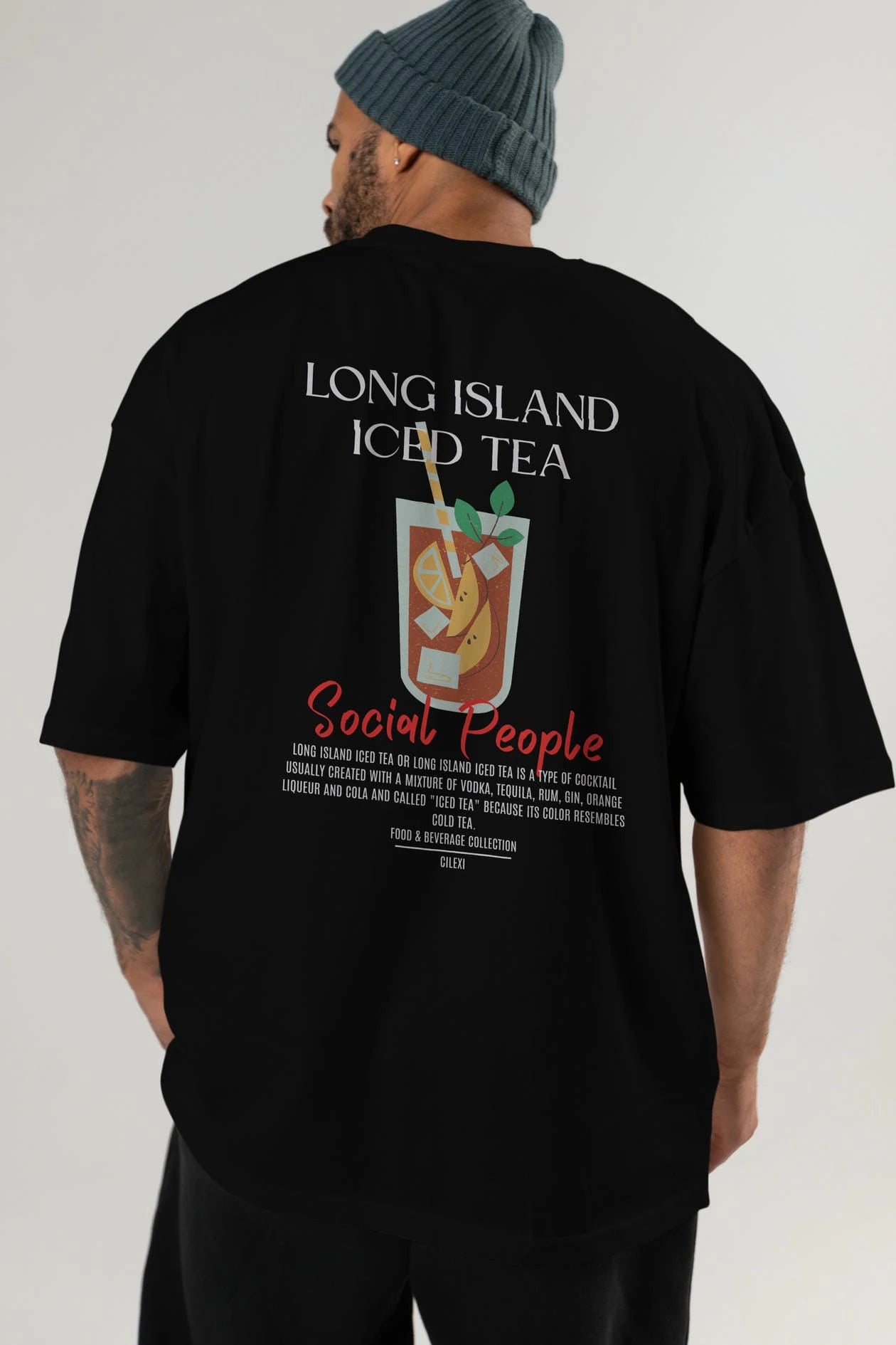 Long Island ıced tea Kokteyl Serisi Baskılı Oversize t-shirt Erkek Kadın Unisex %100 Pamuk Bisiklet Yaka tişort
