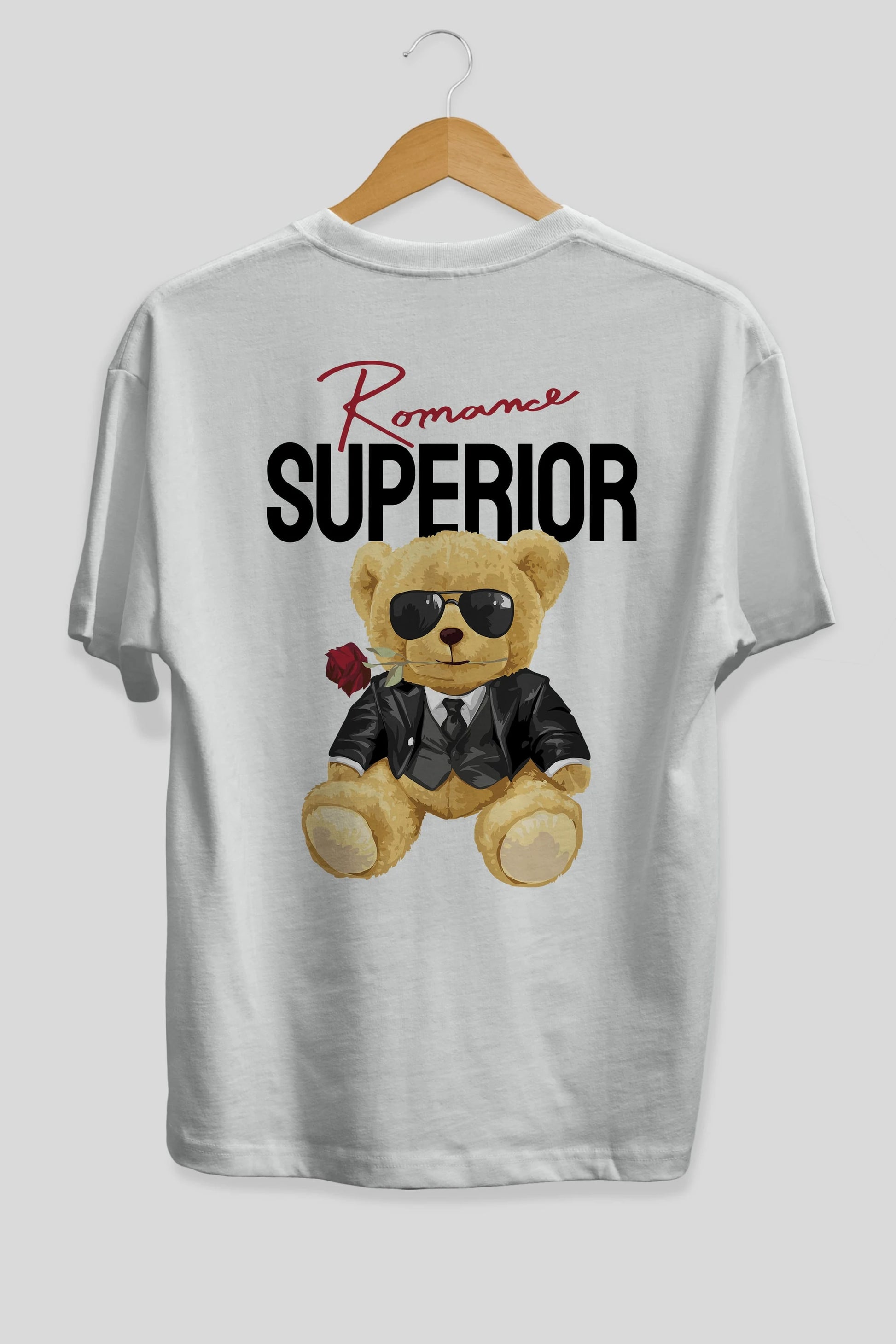 Teddy Bear Romance Superior Arka Baskılı Oversize t-shirt Erkek Kadın Unisex %100 Pamuk