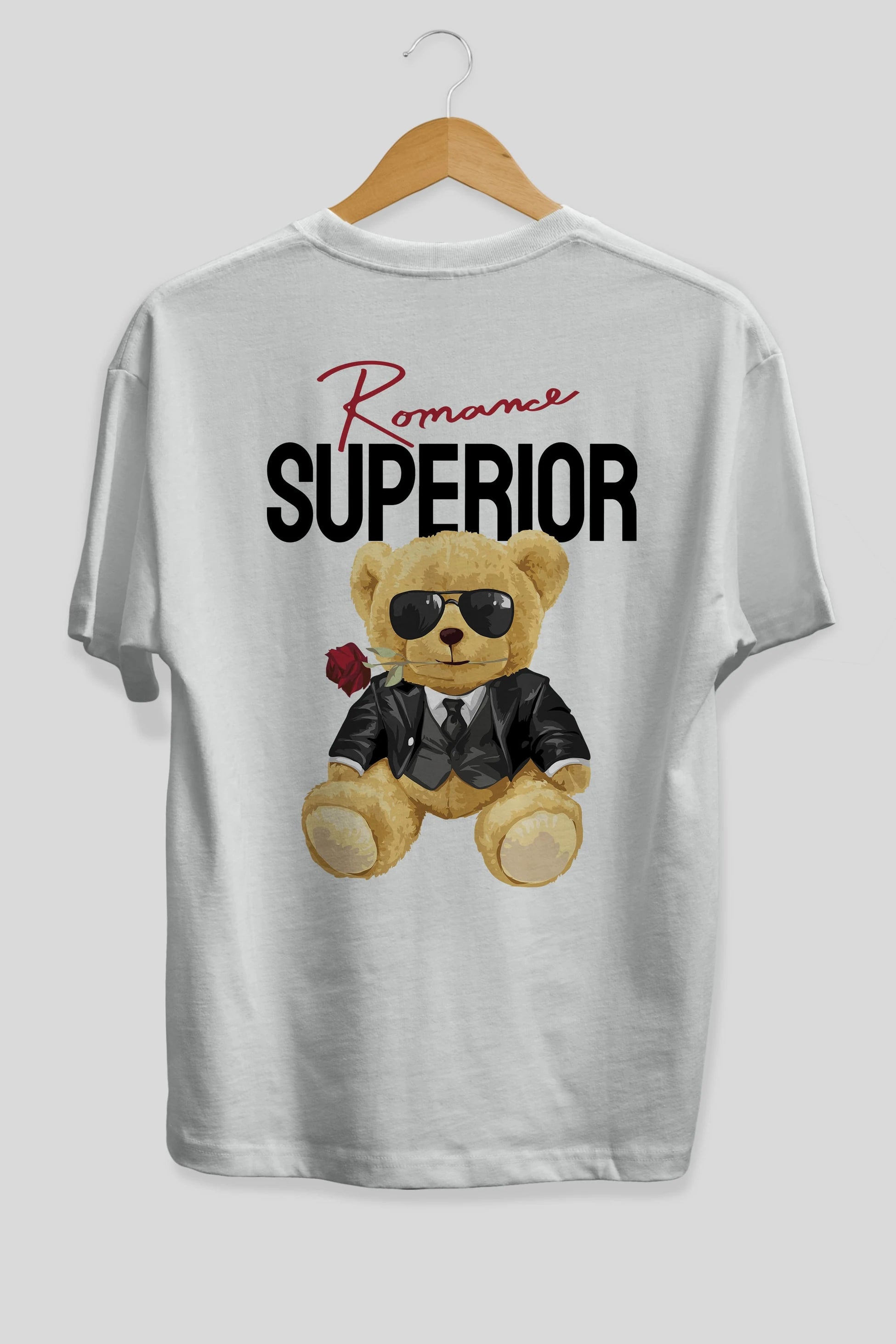 Teddy Bear Romance Superior Arka Baskılı Oversize t-shirt Erkek Kadın Unisex %100 Pamuk