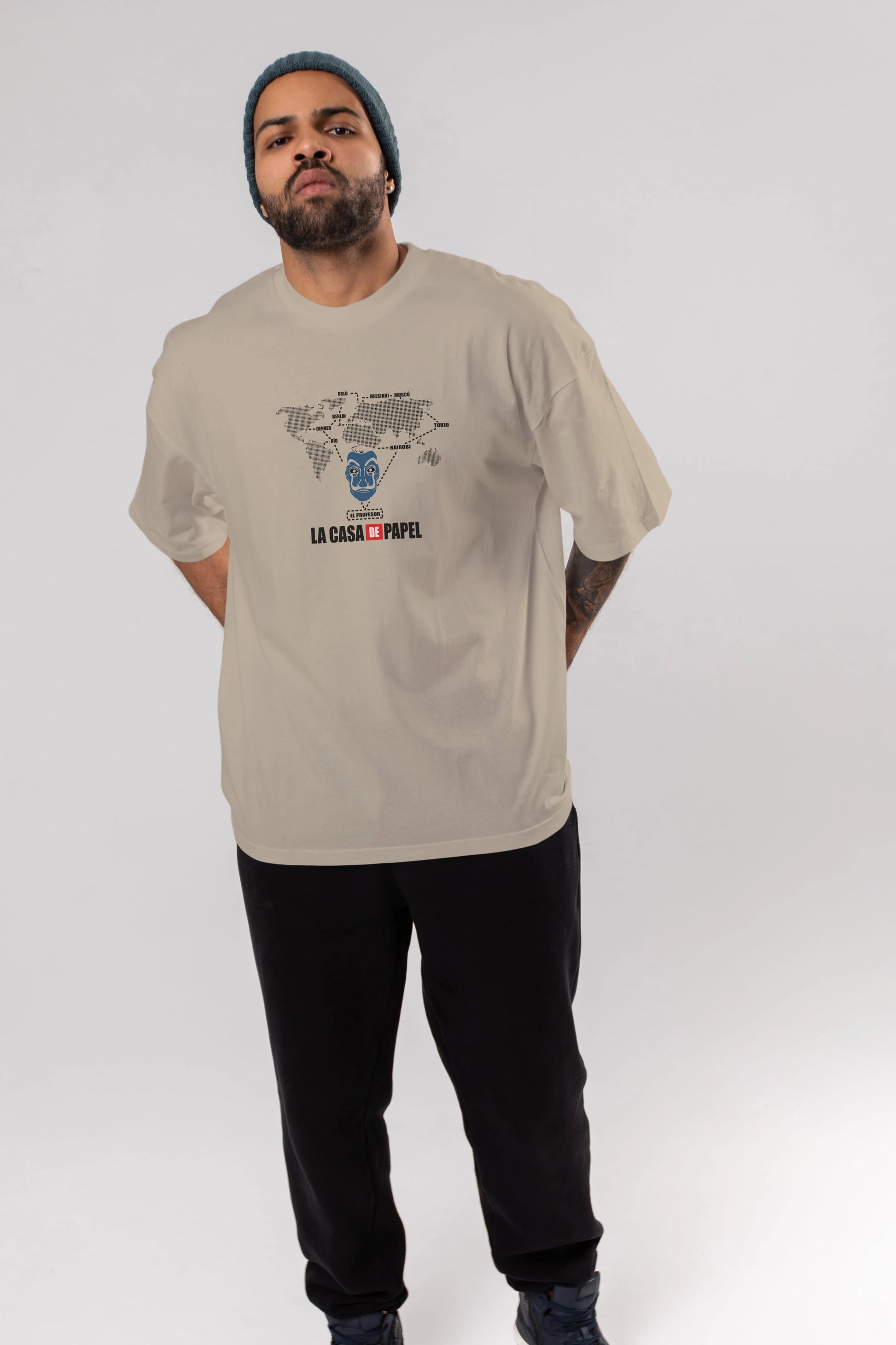 La Casa De Papel Ön Baskılı Oversize t-shirt Erkek Kadın Unisex %100 Pamuk Bisiklet Yaka tişort