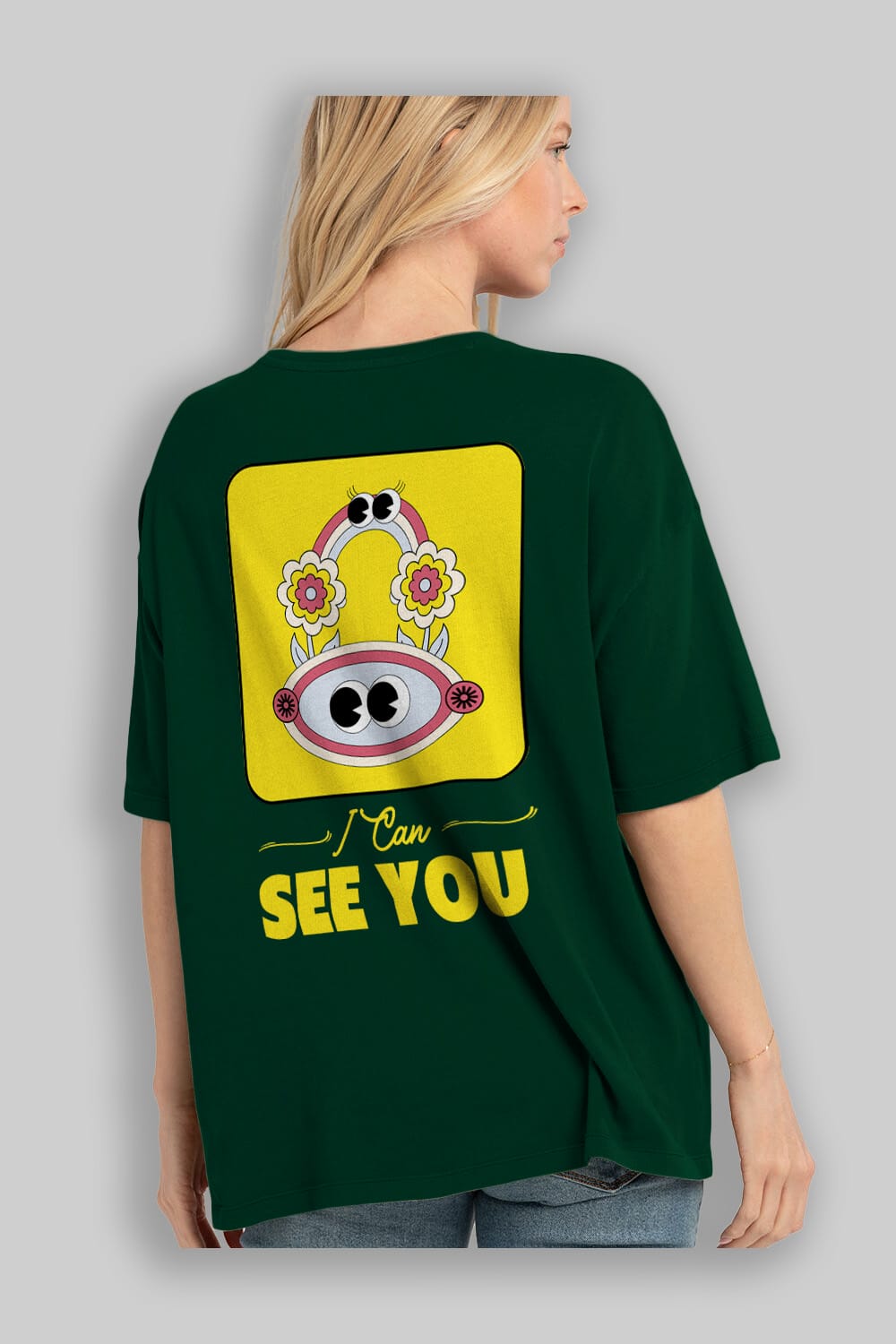 I Can See You Yazılı Arka Baskılı Oversize t-shirt Erkek Kadın Unisex