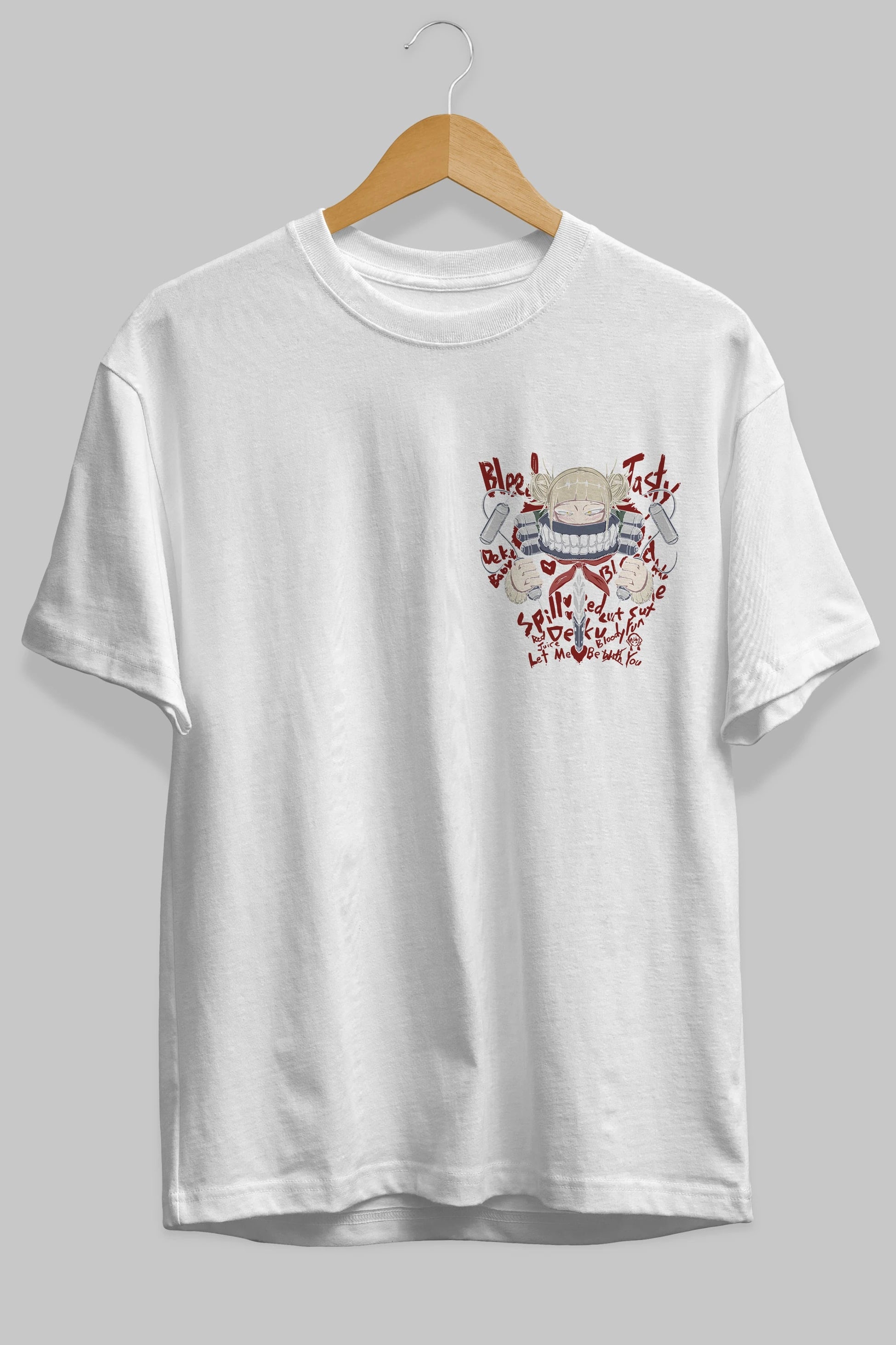 Himiko Toga 1 Ön Sol Baskılı Oversize t-shirt Erkek Kadın Unisex %100 Pamuk Bisiklet Yaka tişort