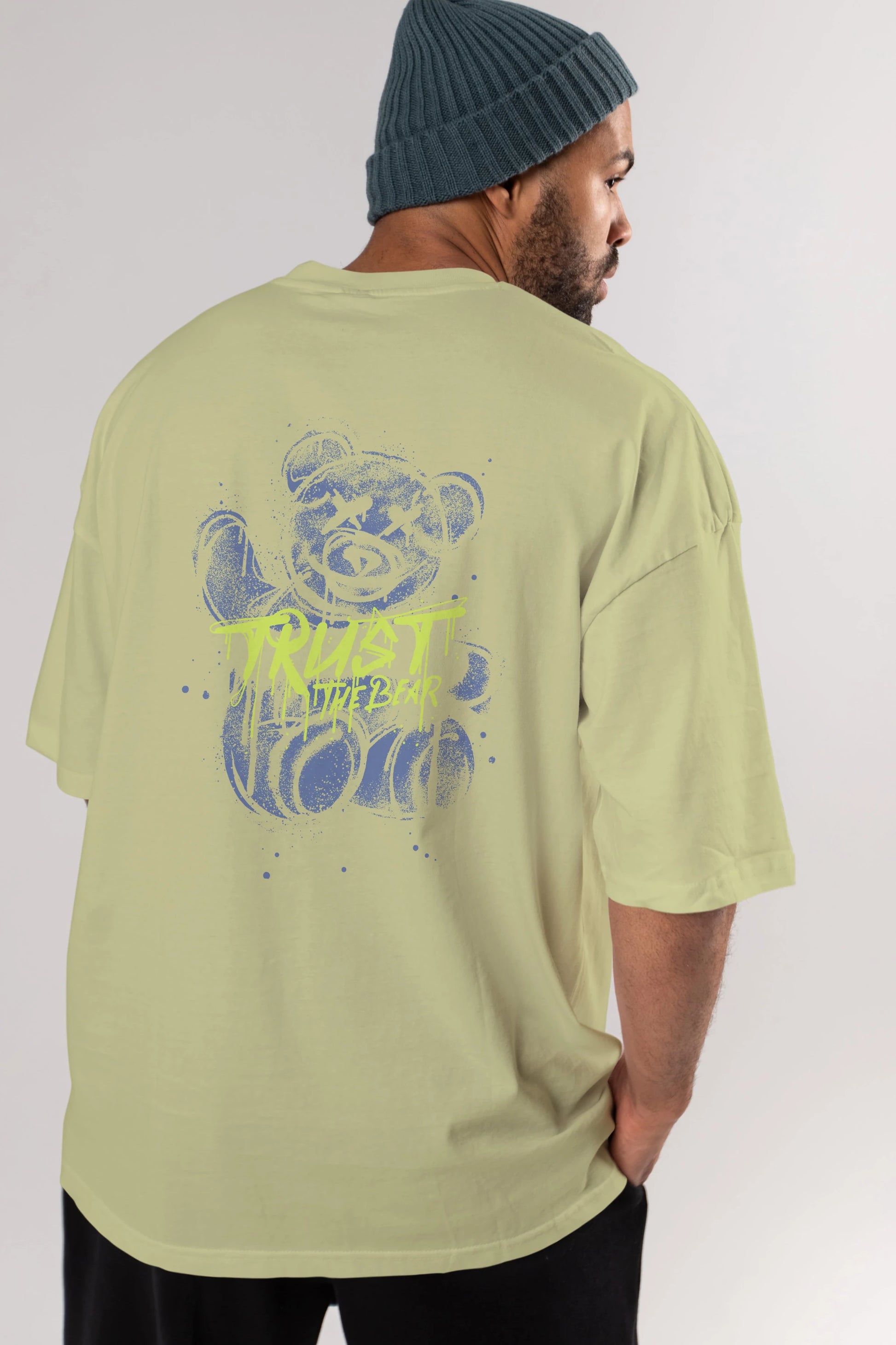 Trust The Bear 4 Arka Baskılı Oversize t-shirt Erkek Kadın Unisex