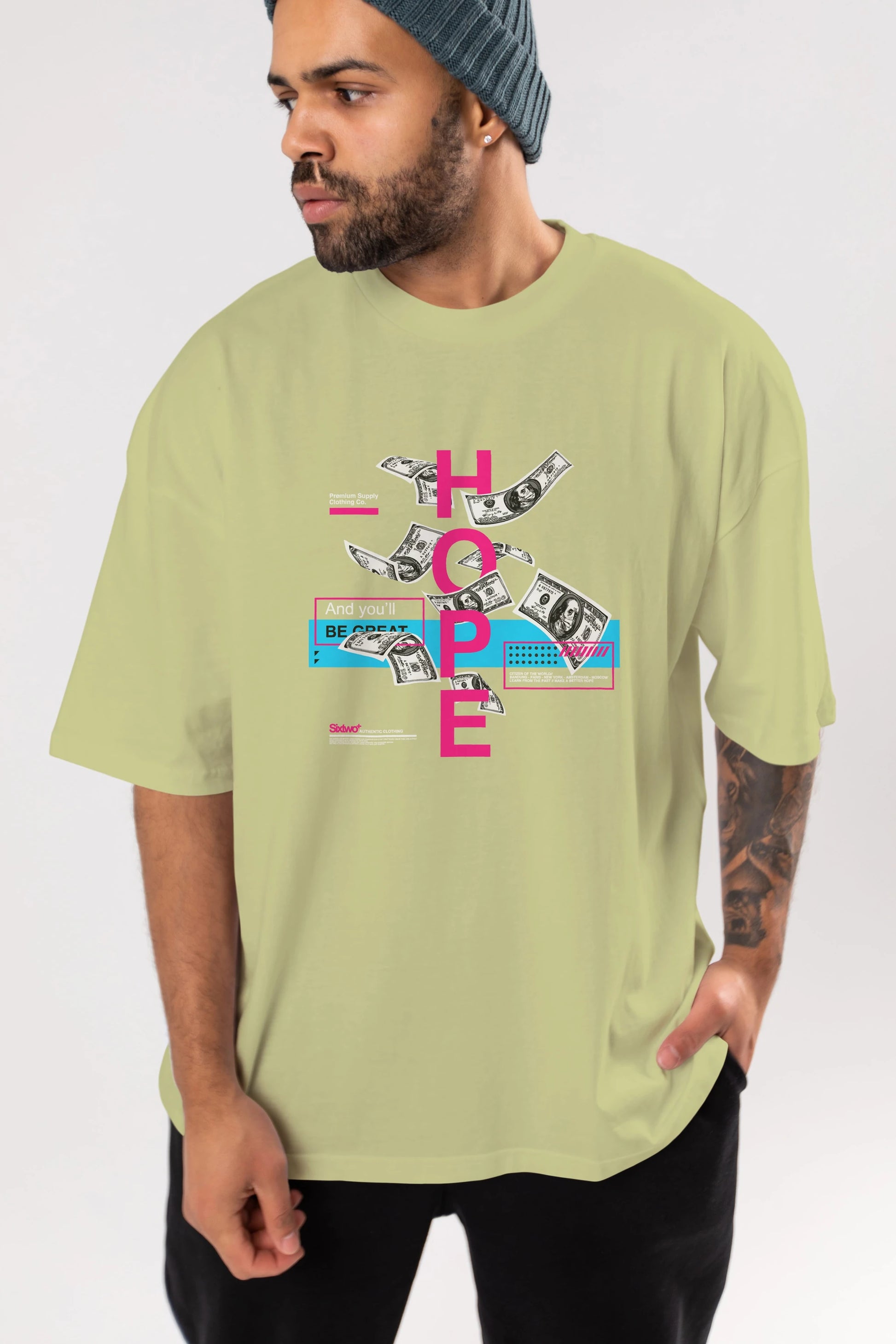 Hope Ön Baskılı Oversize t-shirt Erkek Kadın Unisex
