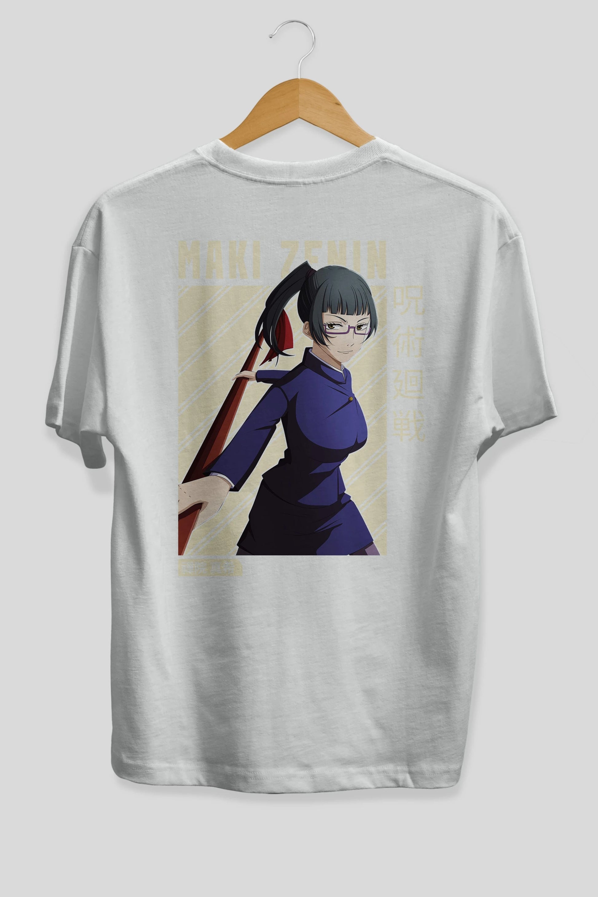 Maki Zenin CHAİNSAWMAN Anime Arka Baskılı Oversize t-shirt Erkek Kadın Unisex