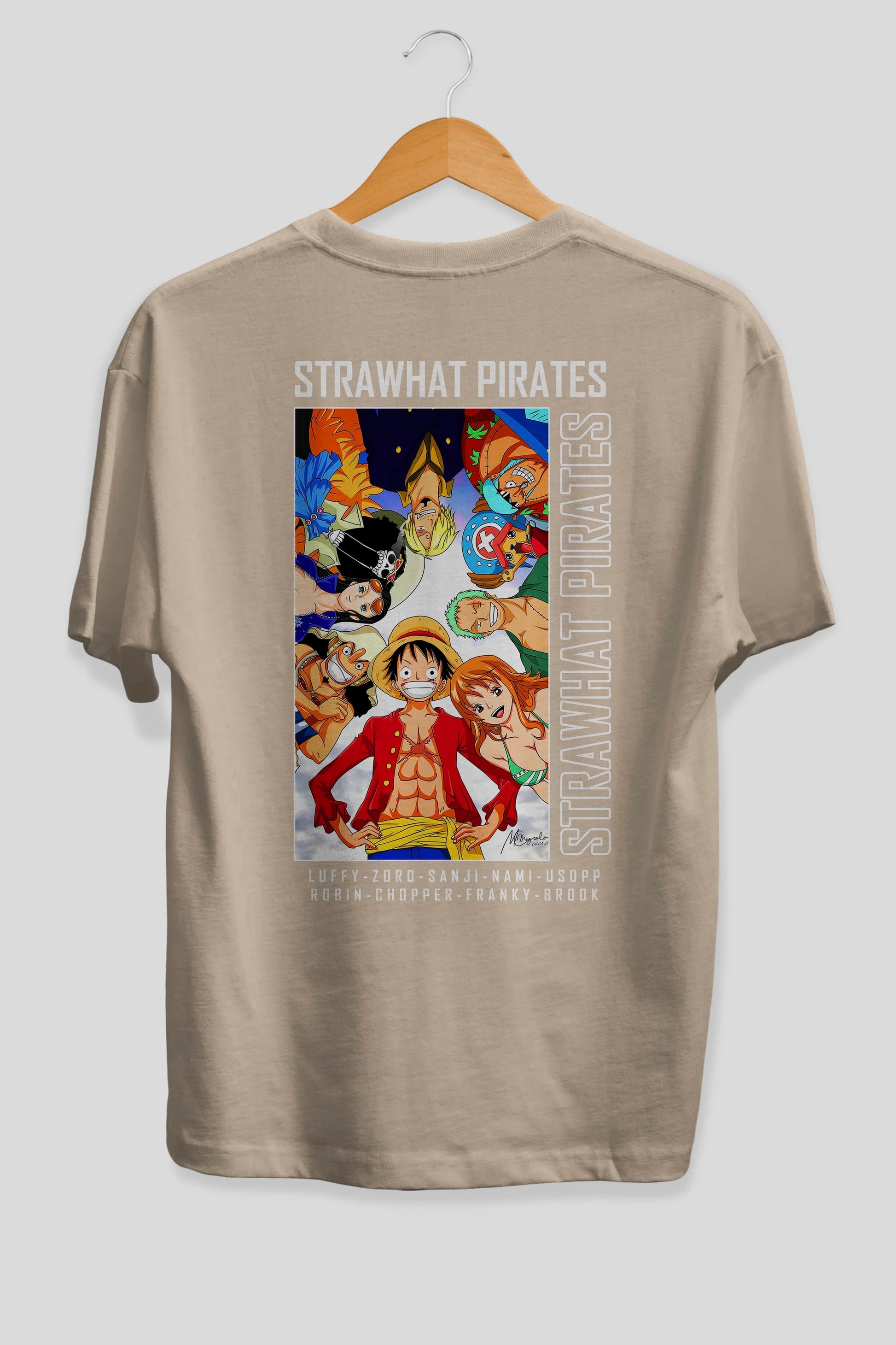 Luffy Strahwat Anime Arka Baskılı Oversize t-shirt Erkek Kadın Unisex %100 pamuk tişort