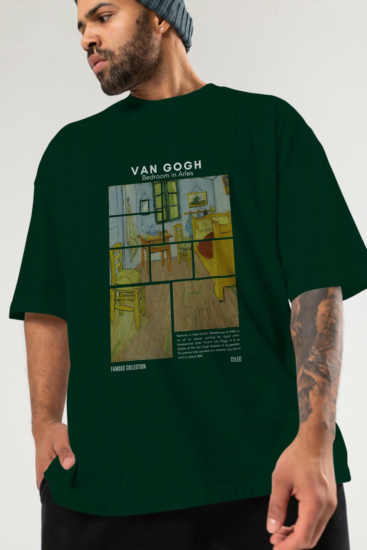 Van Gogh ön Baskılı Oversize t-shirt Erkek Kadın Bisiklet Yaka Pamuk tişort