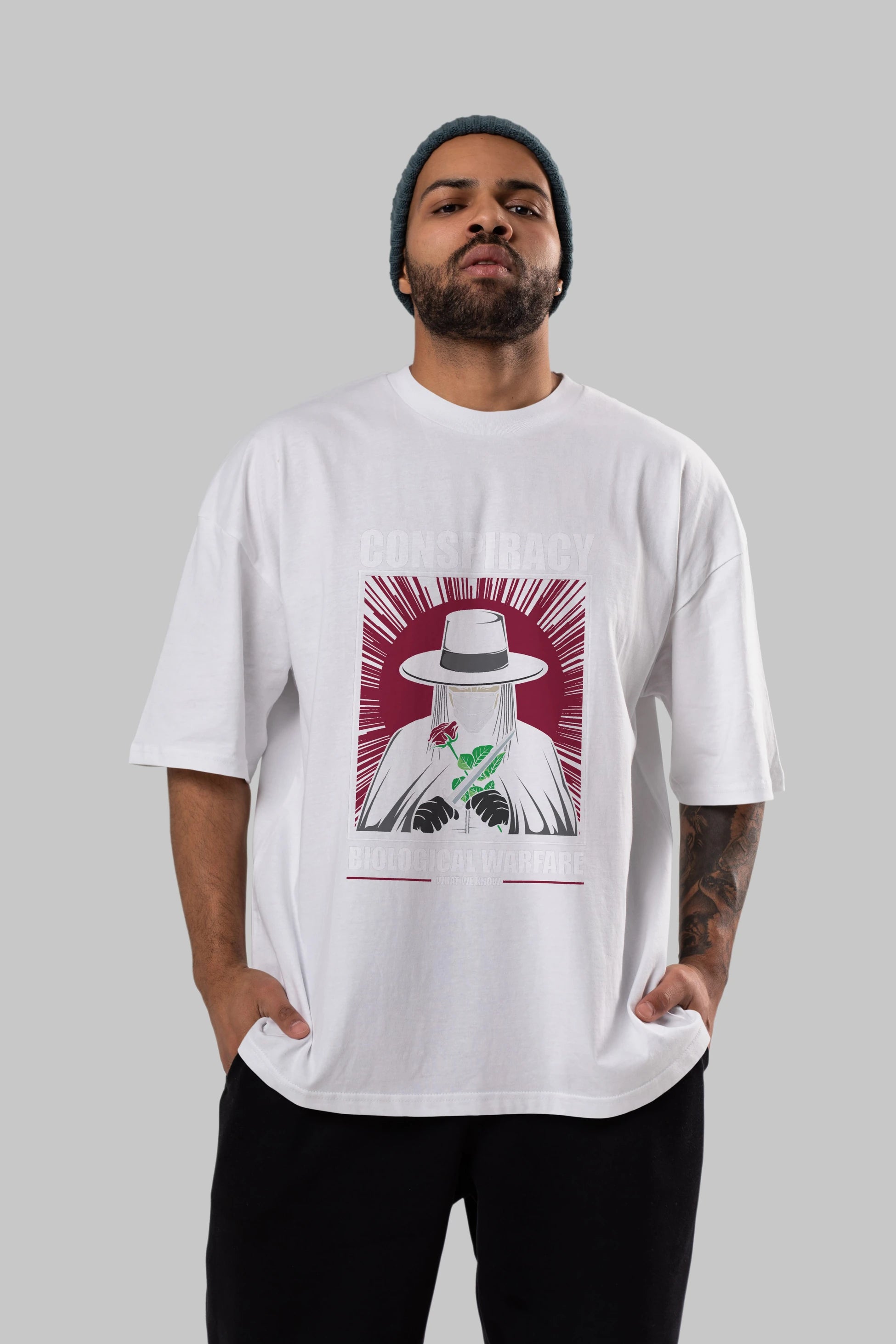 Vendetta Masker Ön Baskılı Oversize t-shirt Erkek Kadın Unisex %100 Pamuk tişort
