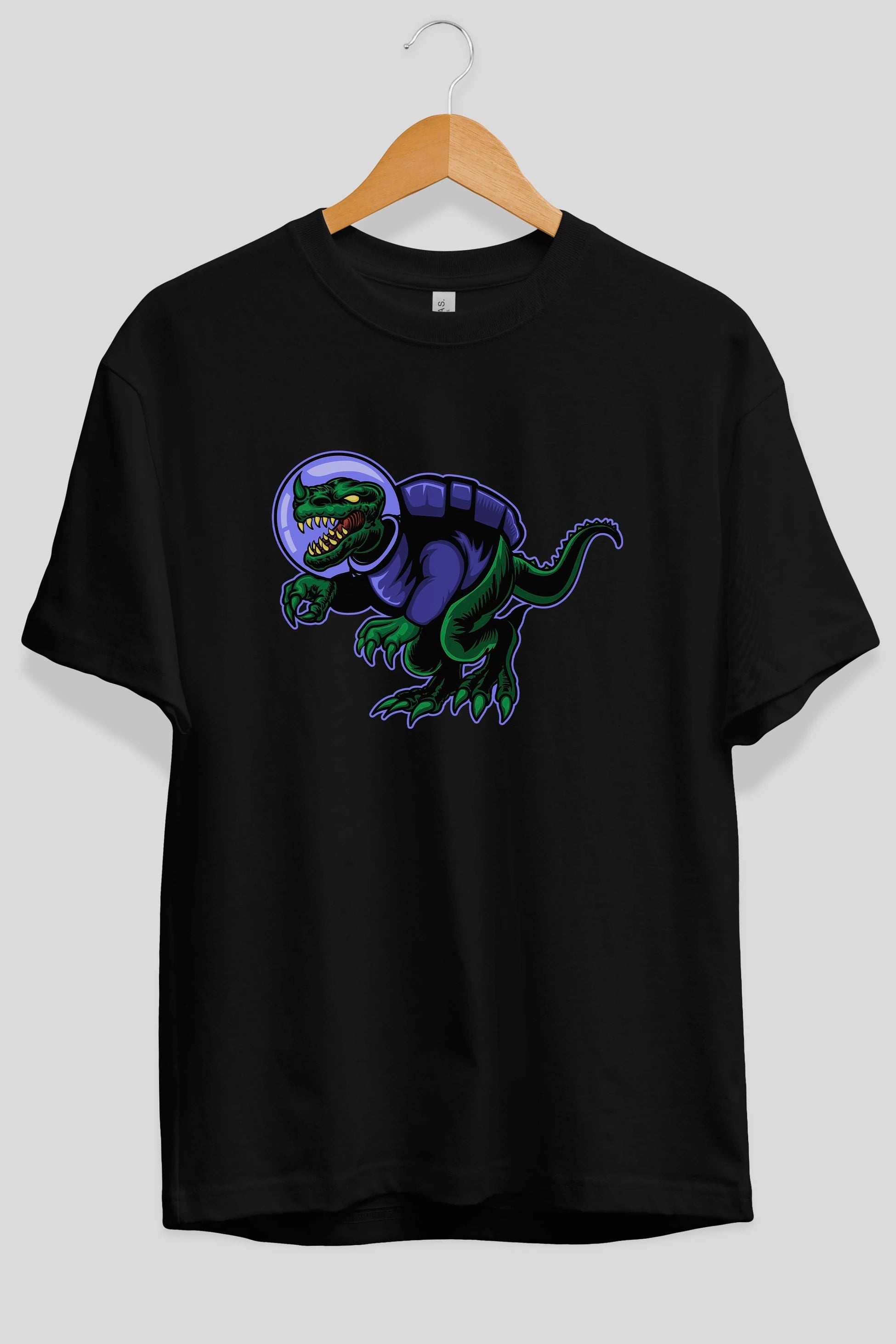 Space Dino Ön Baskılı Oversize t-shirt Erkek Kadın Unisex