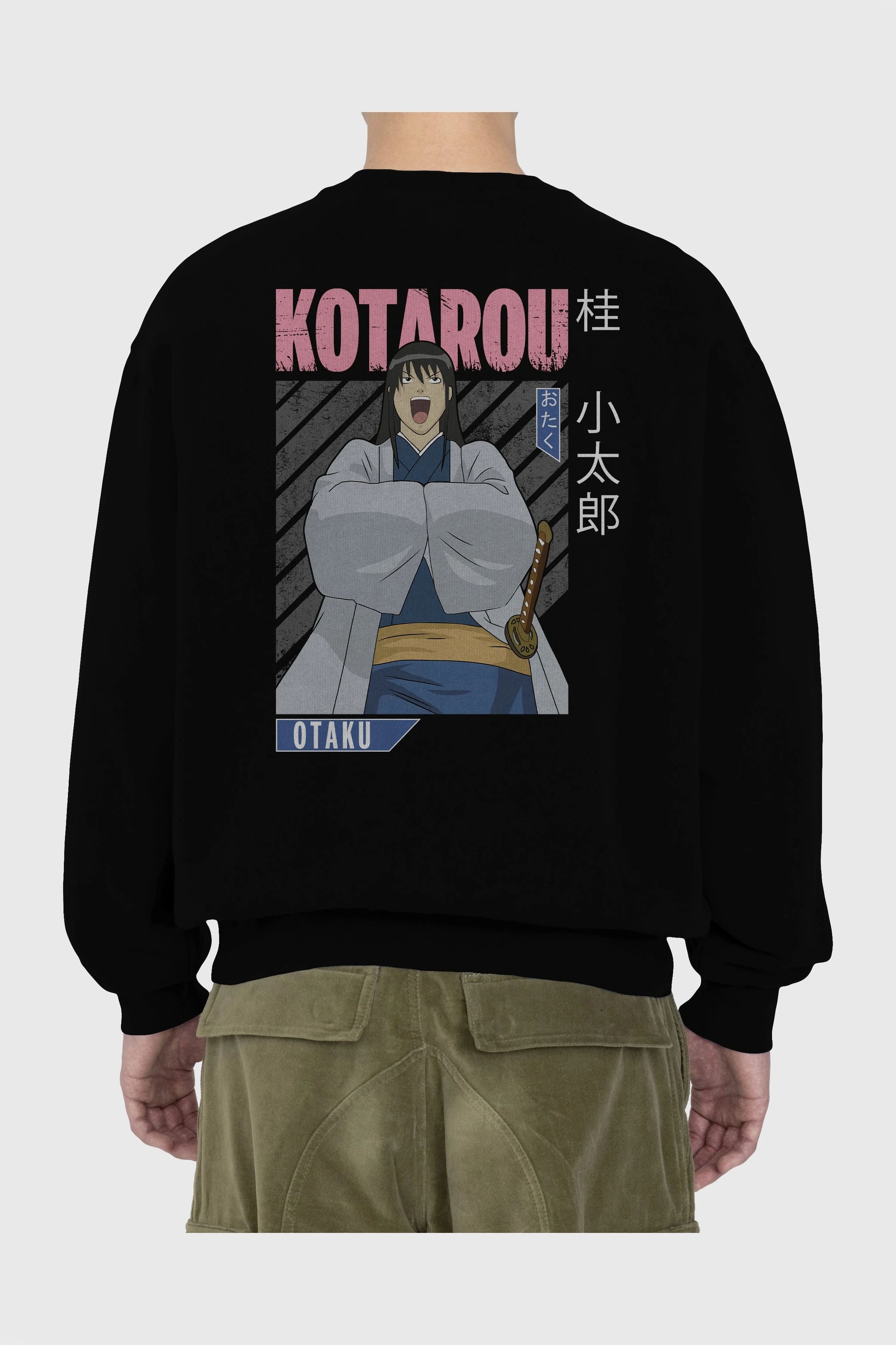 Kotarou Katsura GINTAMA 1 Anime Arka Baskılı Oversize Sweatshirt Erkek Kadın Unisex
