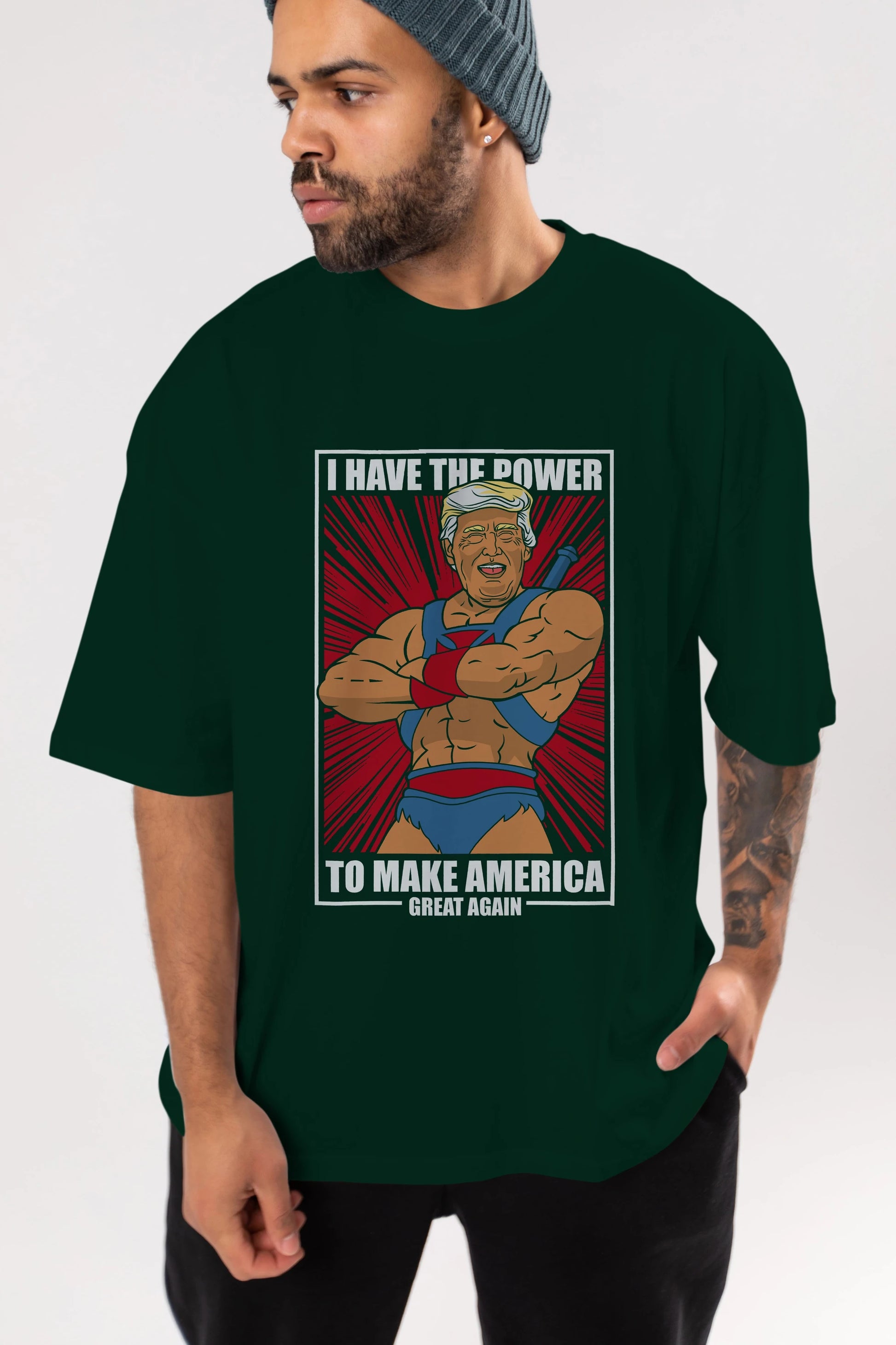 Trump Heman Ön Baskılı Oversize t-shirt Erkek Kadın Unisex %100 Pamuk tişort