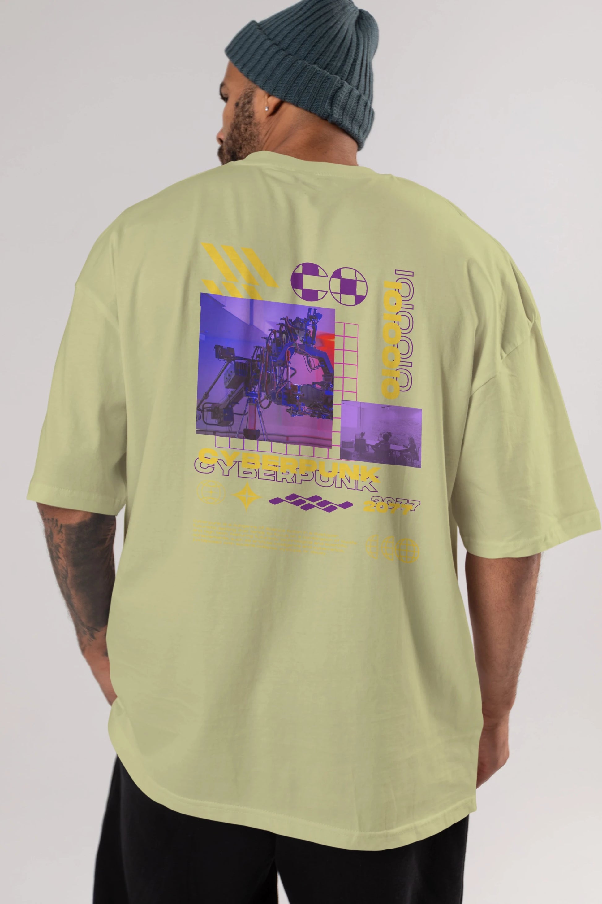 Cyberpunk Yazılı Arka Baskılı Oversize t-shirt Erkek Kadın Unisex