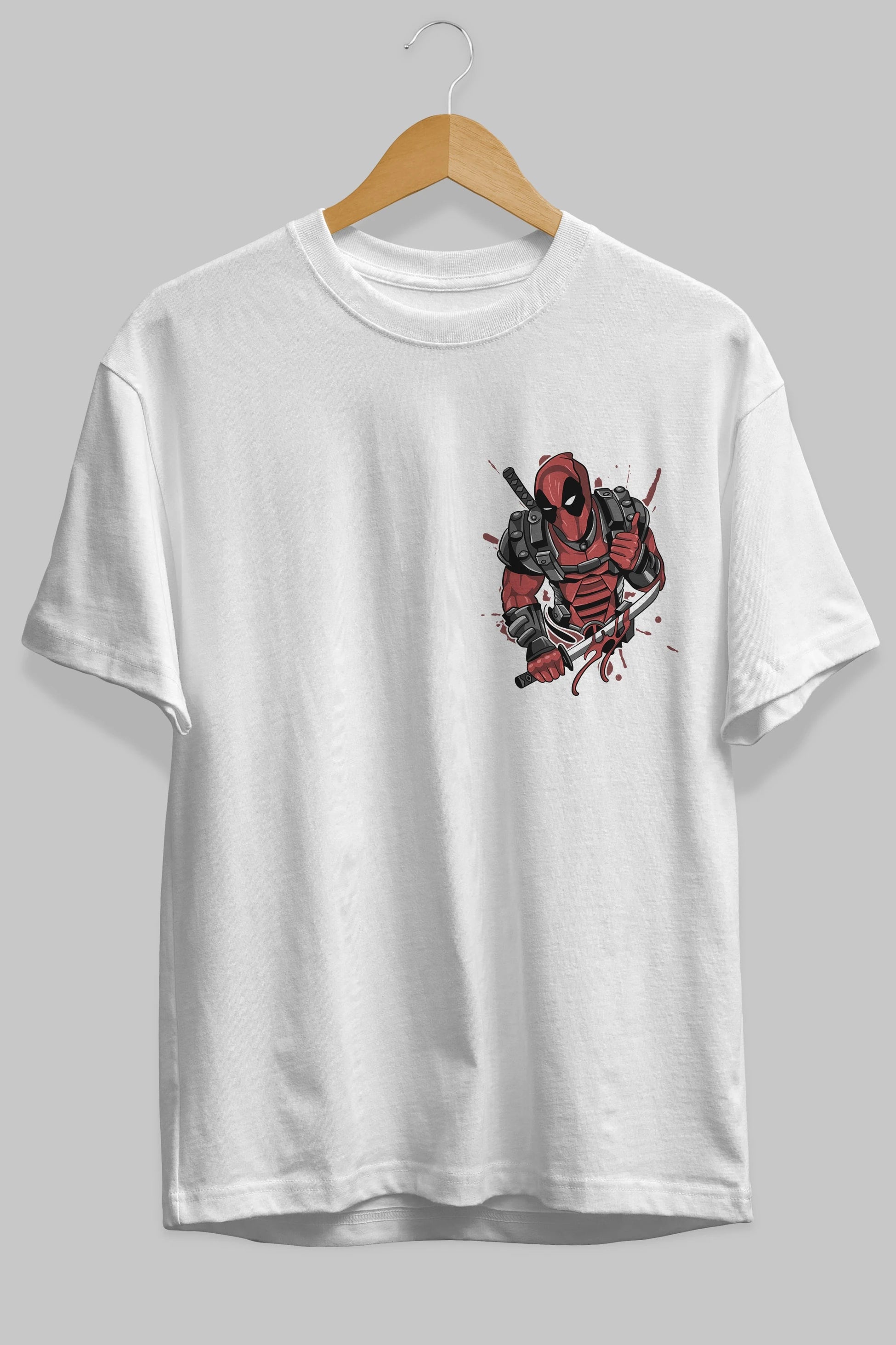 Deadpool (12) Ön Sol Baskılı Oversize t-shirt Erkek Kadın Unisex %100 Pamuk Bisiklet Yaka tişort
