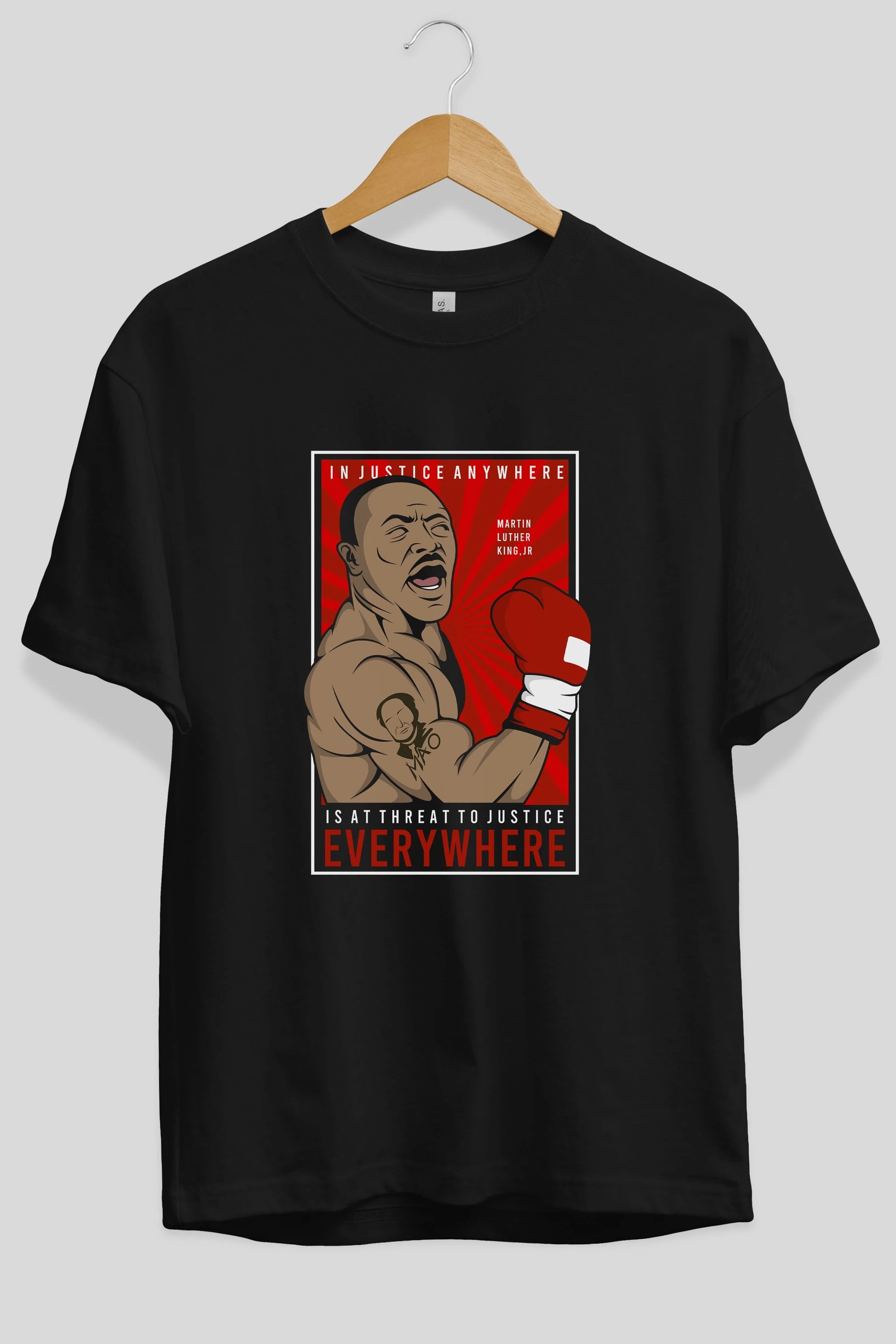 Luther King Boxer Ön Baskılı Oversize t-shirt Erkek Kadın Unisex %100 Pamuk tişort