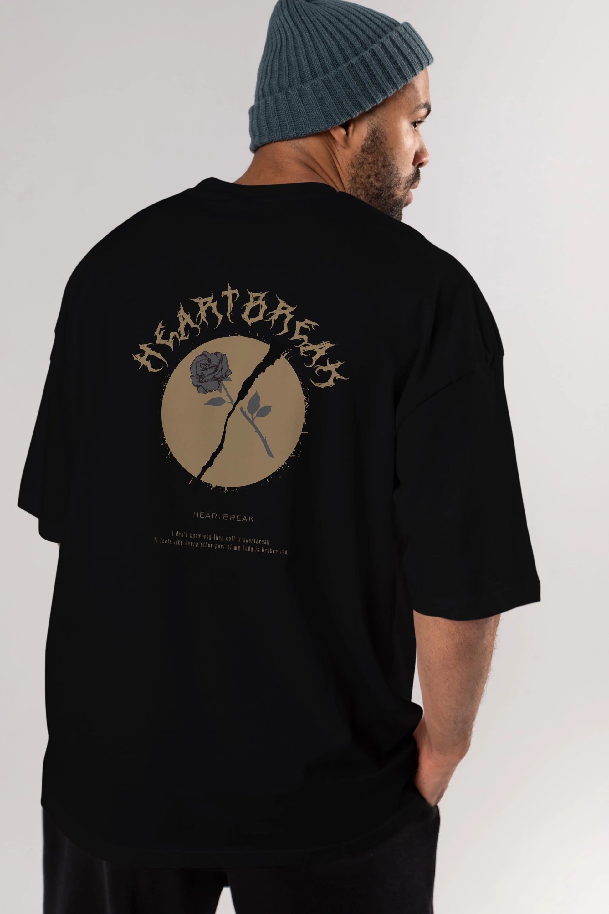 Heartbreak Arka Baskılı Oversize t-shirt Erkek Kadın Unisex