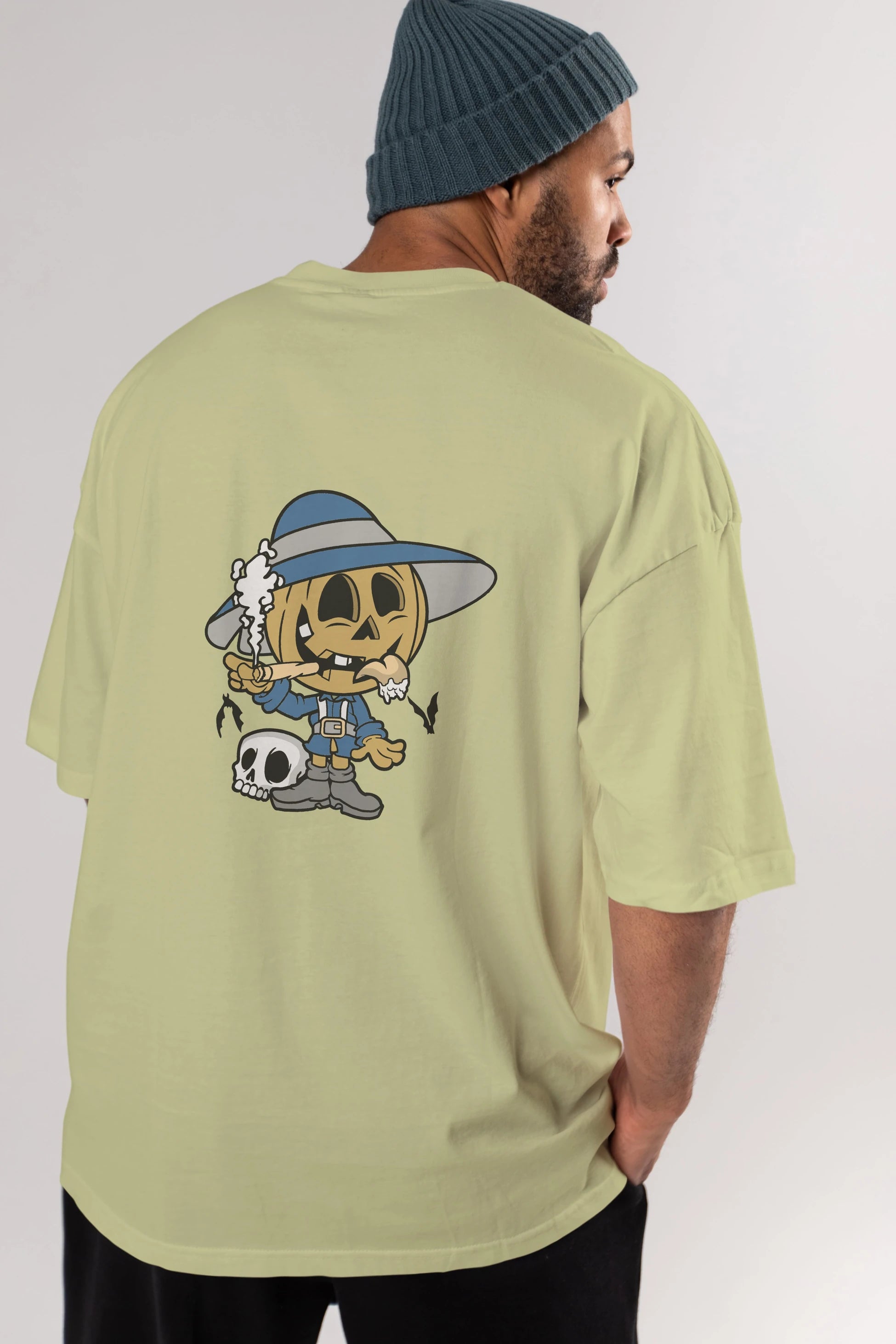 Halloween Kid Arka Baskılı Oversize t-shirt Erkek Kadın Unisex %100 Pamuk tişort