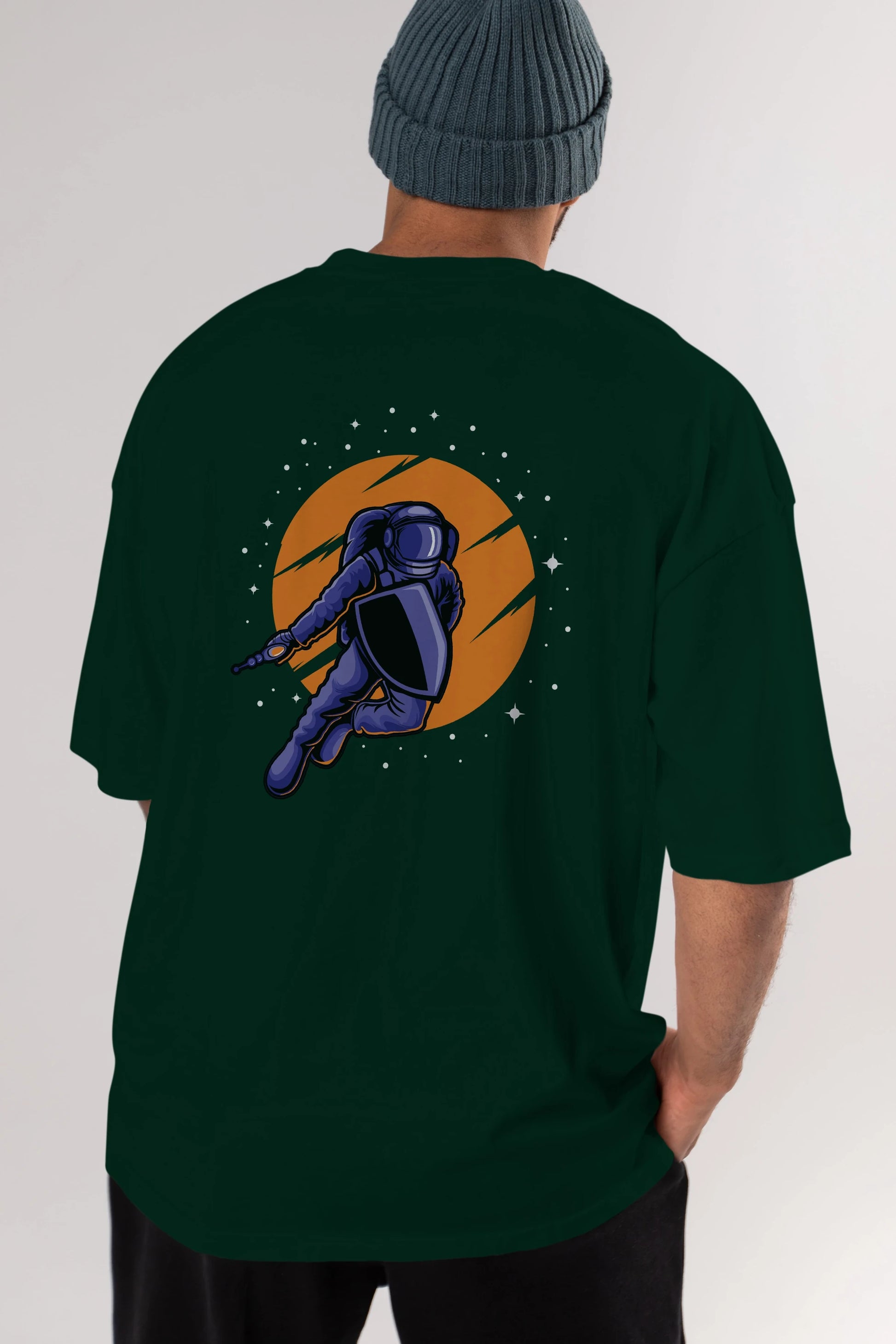 Astro Wars Arka Baskılı Oversize t-shirt Erkek Kadın Unisex