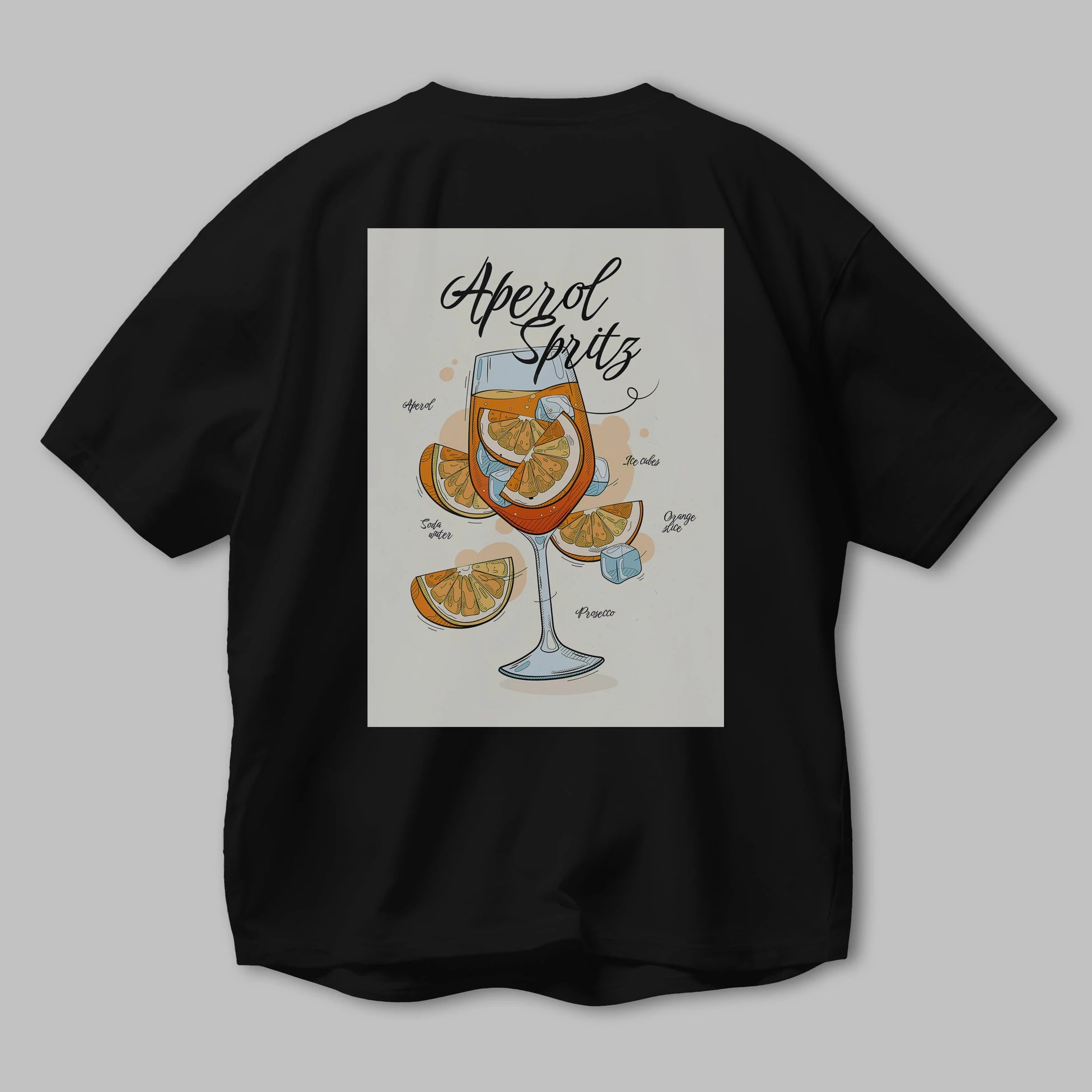 Aperol Spritz 6 Arka Baskılı Oversize t-shirt Erkek Kadın Unisex %100 Pamuk Bisiklet Yaka tişort
