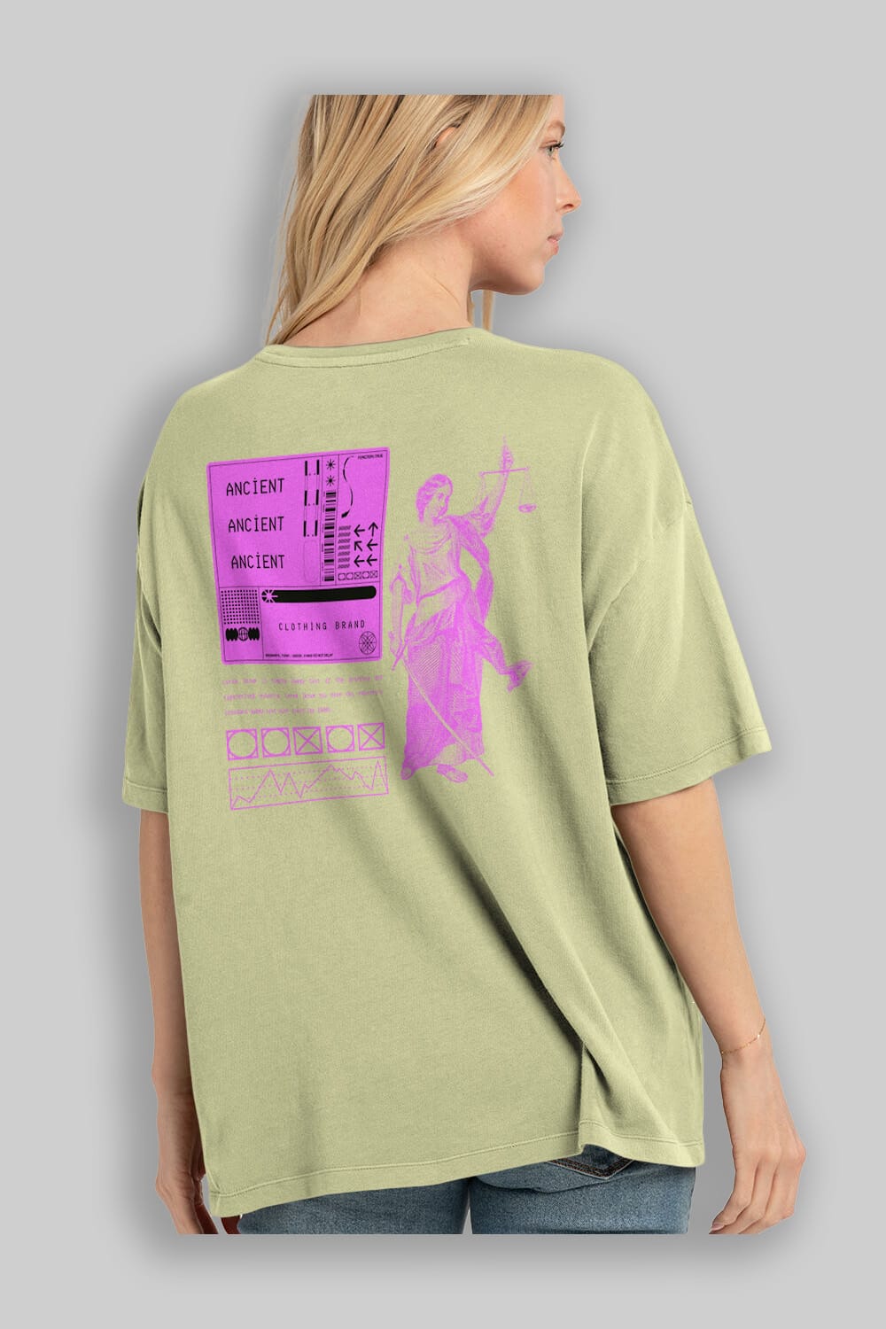 Ancient Streetwear Arka Baskılı Oversize t-shirt Erkek Kadın Unisex