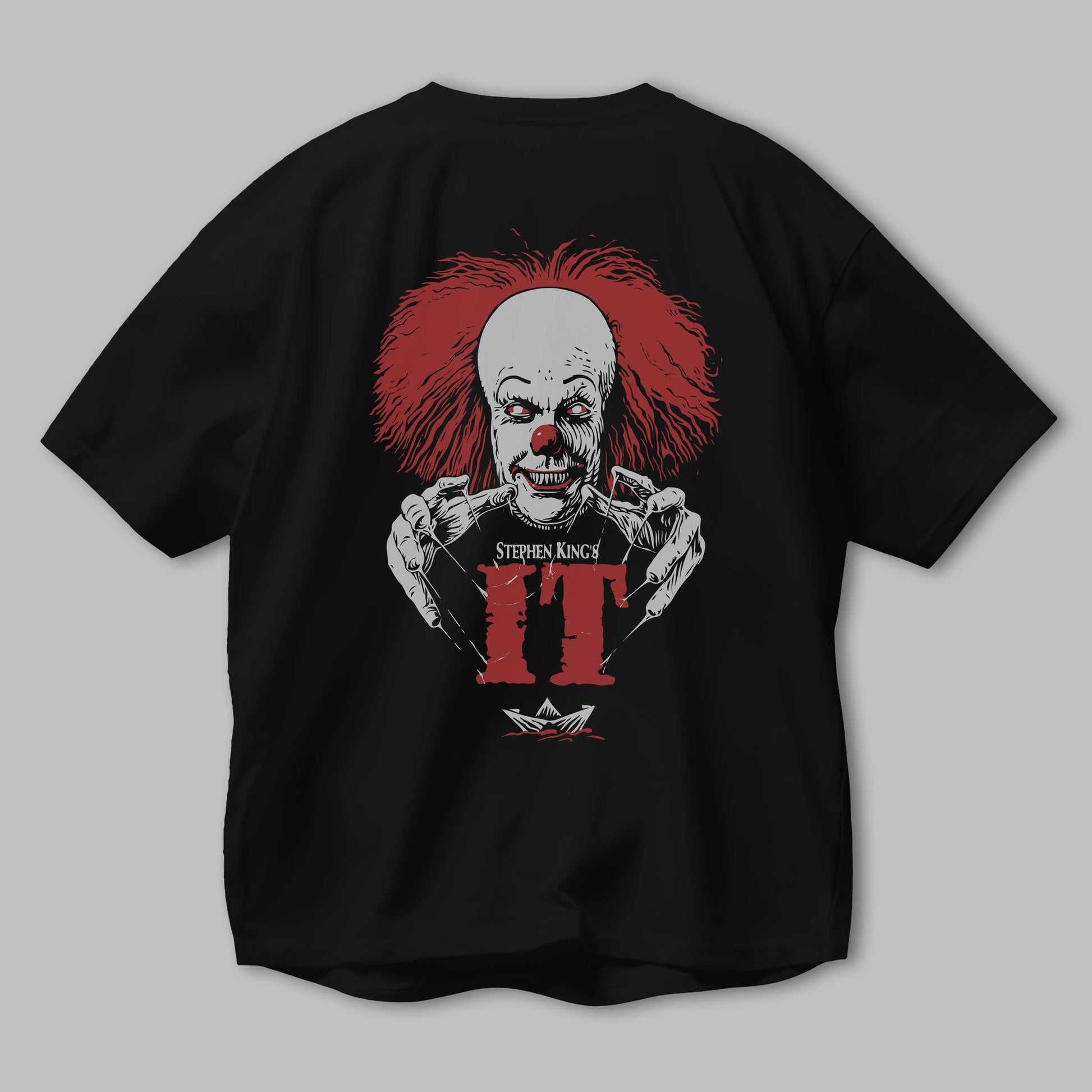 it Arka Baskılı Oversize t-shirt Erkek Kadın Unisex %100 Pamuk Bisiklet Yaka tişort