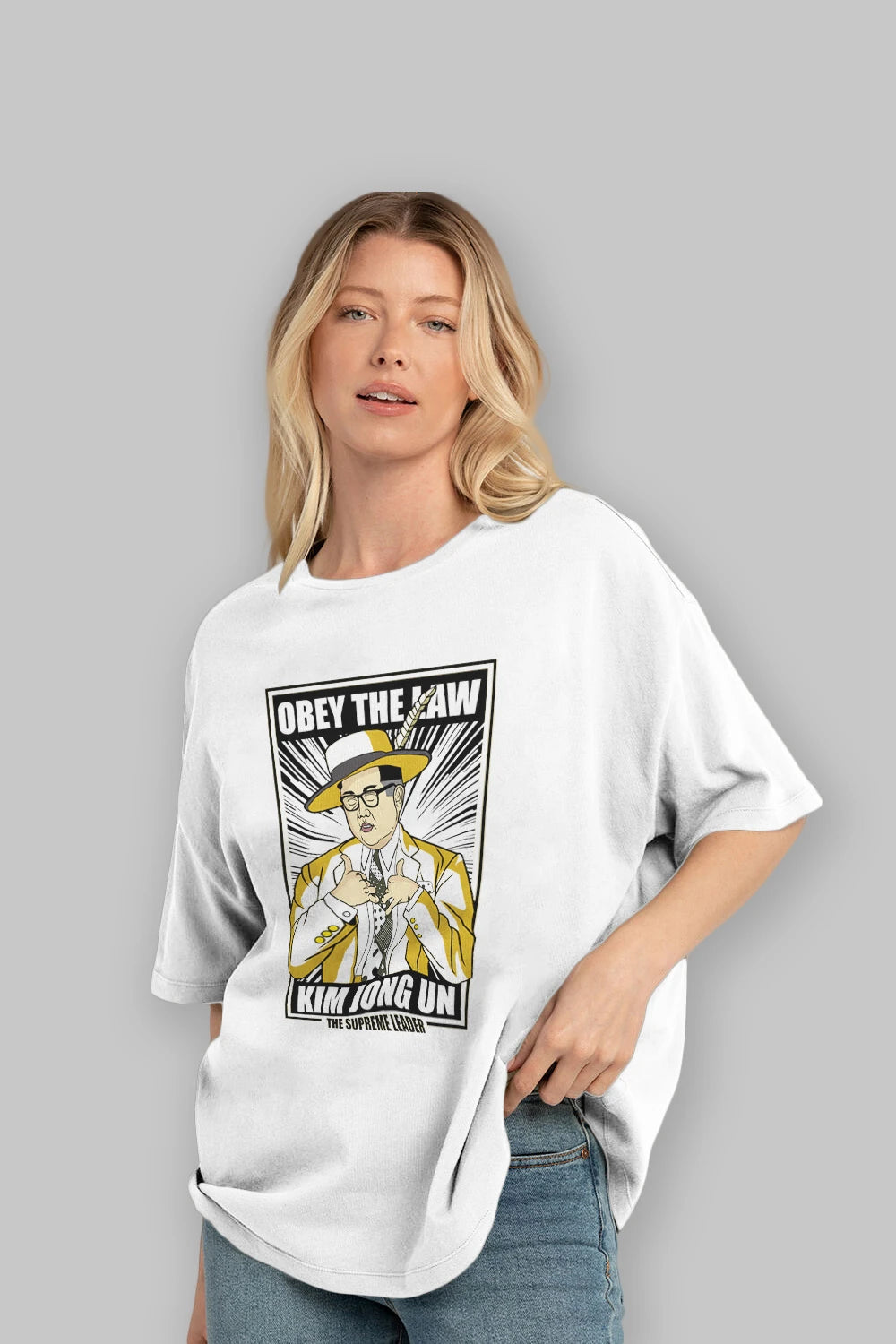The Mask Jong Un Ön Baskılı Oversize t-shirt Erkek Kadın Unisex %100 Pamuk tişort