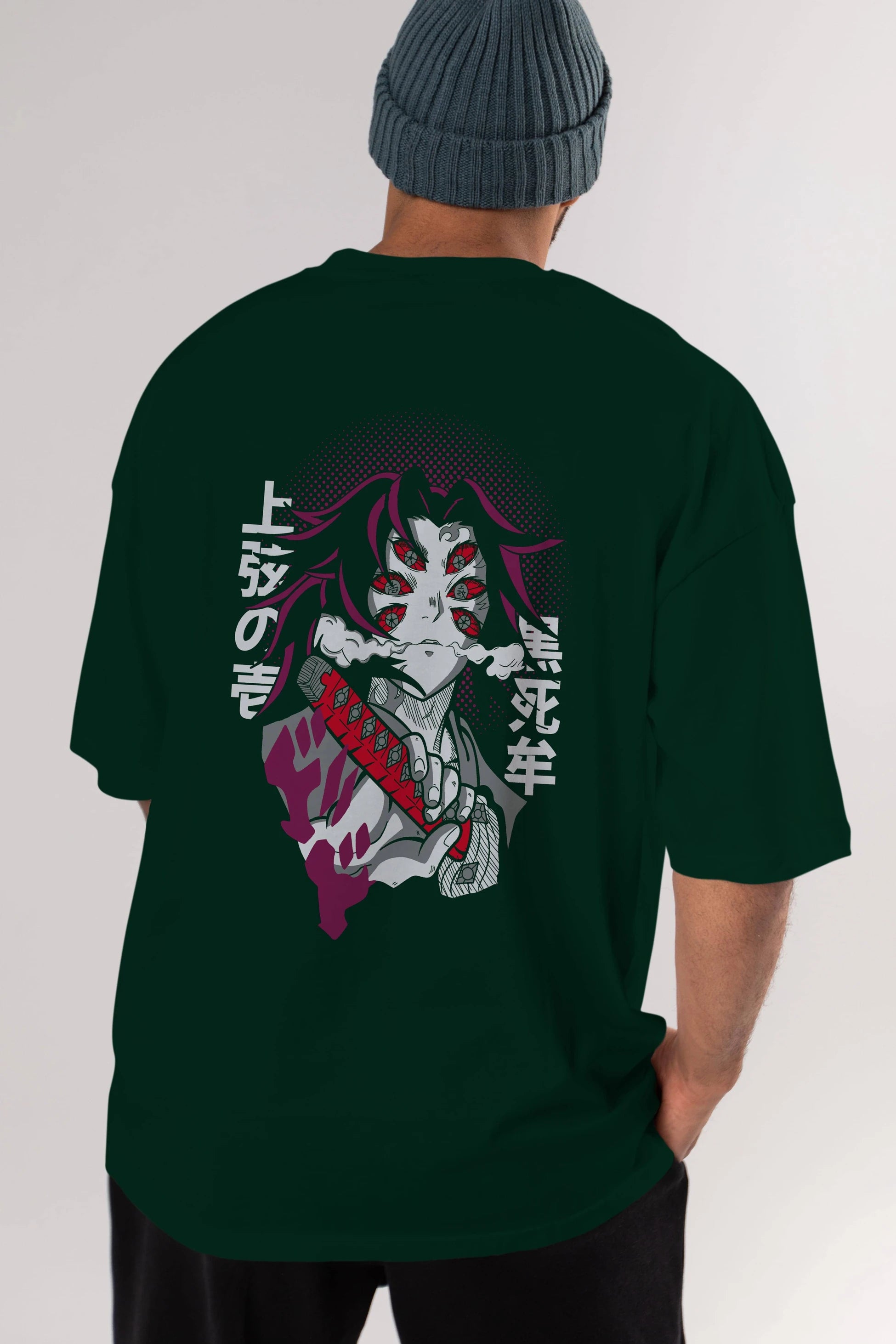 Kokushibo Anime Arka Baskılı Oversize t-shirt Erkek Kadın Unisex