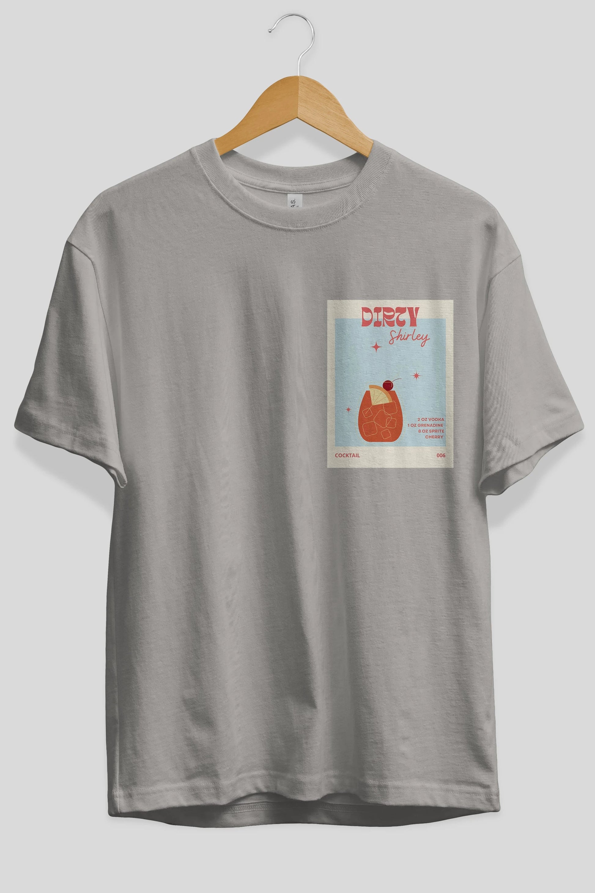 Dirty Shirley Ön Sol Baskılı Oversize t-shirt Erkek Kadın Unisex %100 Pamuk Bisiklet Yaka tişort