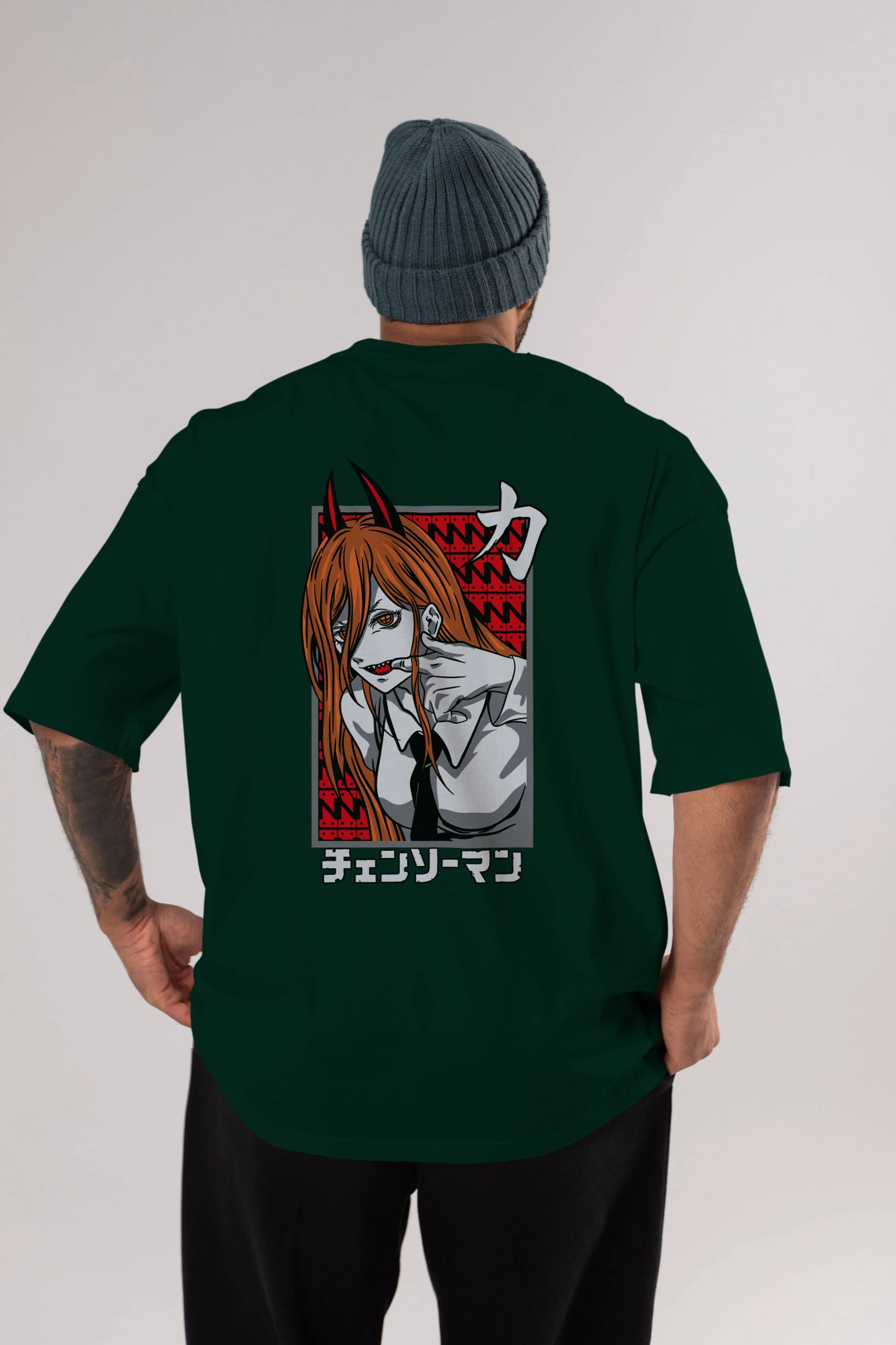 CHAINSAWMAN POWER Anime Arka Baskılı Oversize t-shirt Erkek Kadın Unisex