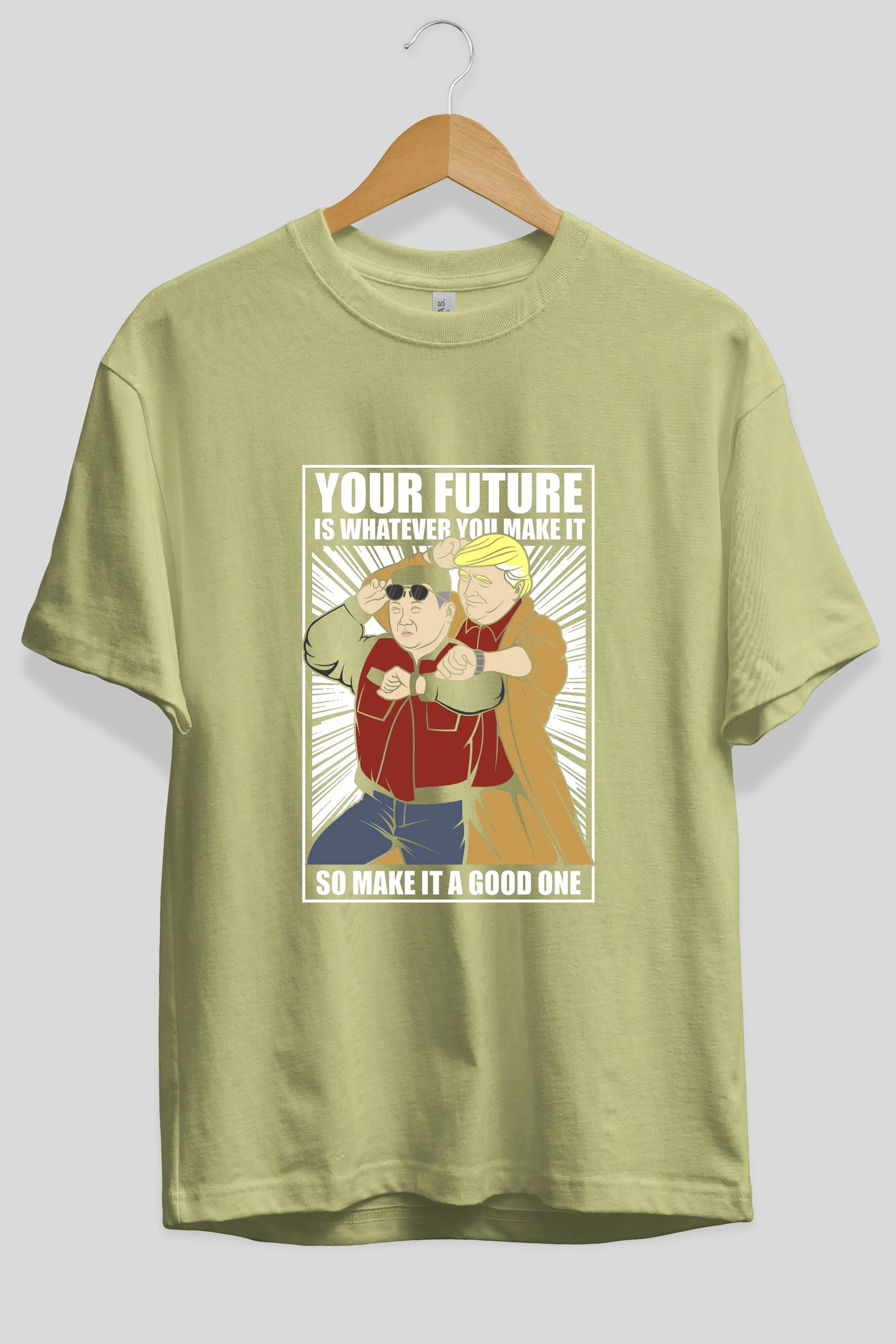 Back To The Future Jong Un Trump Ön Baskılı Oversize t-shirt Erkek Kadın Unisex %100 Pamuk tişort
