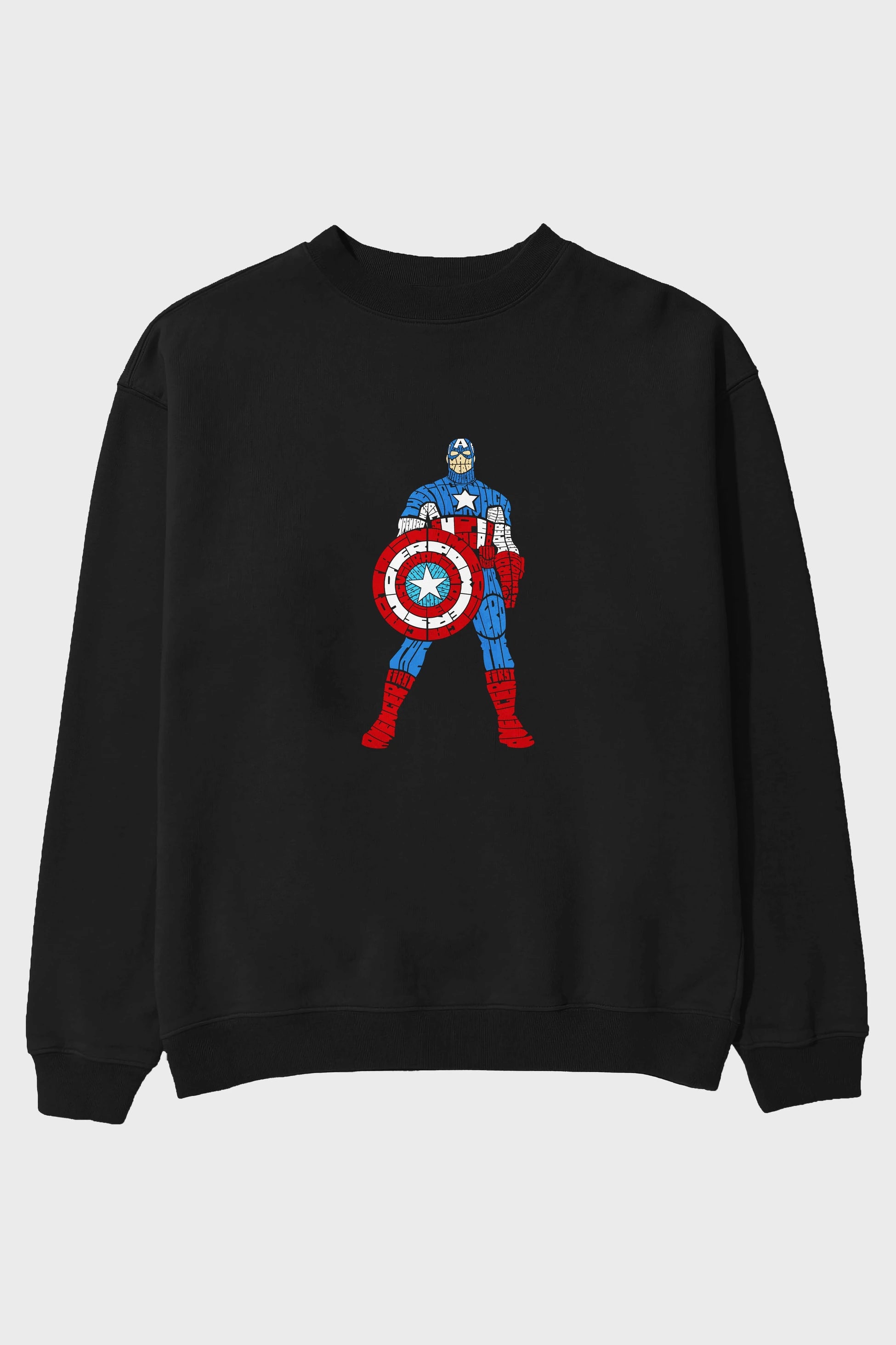 Captain America Ön Baskılı Oversize Sweatshirt Erkek Kadın Unisex