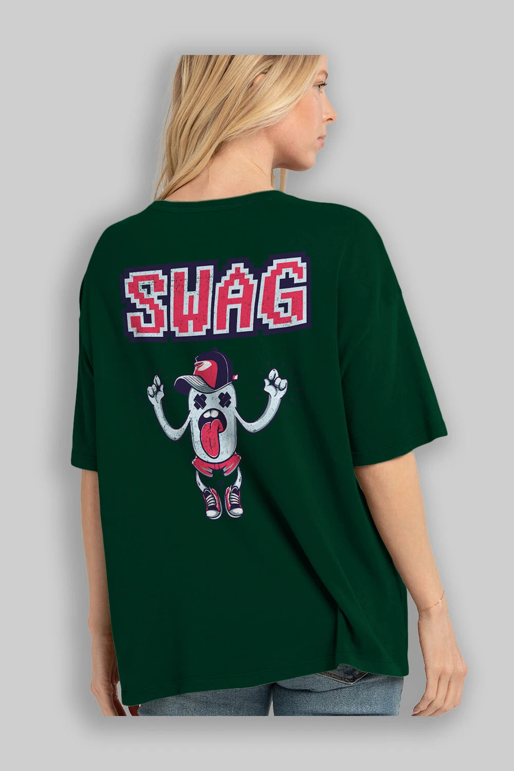 Swag Arka Baskılı Oversize t-shirt Erkek Kadın Unisex