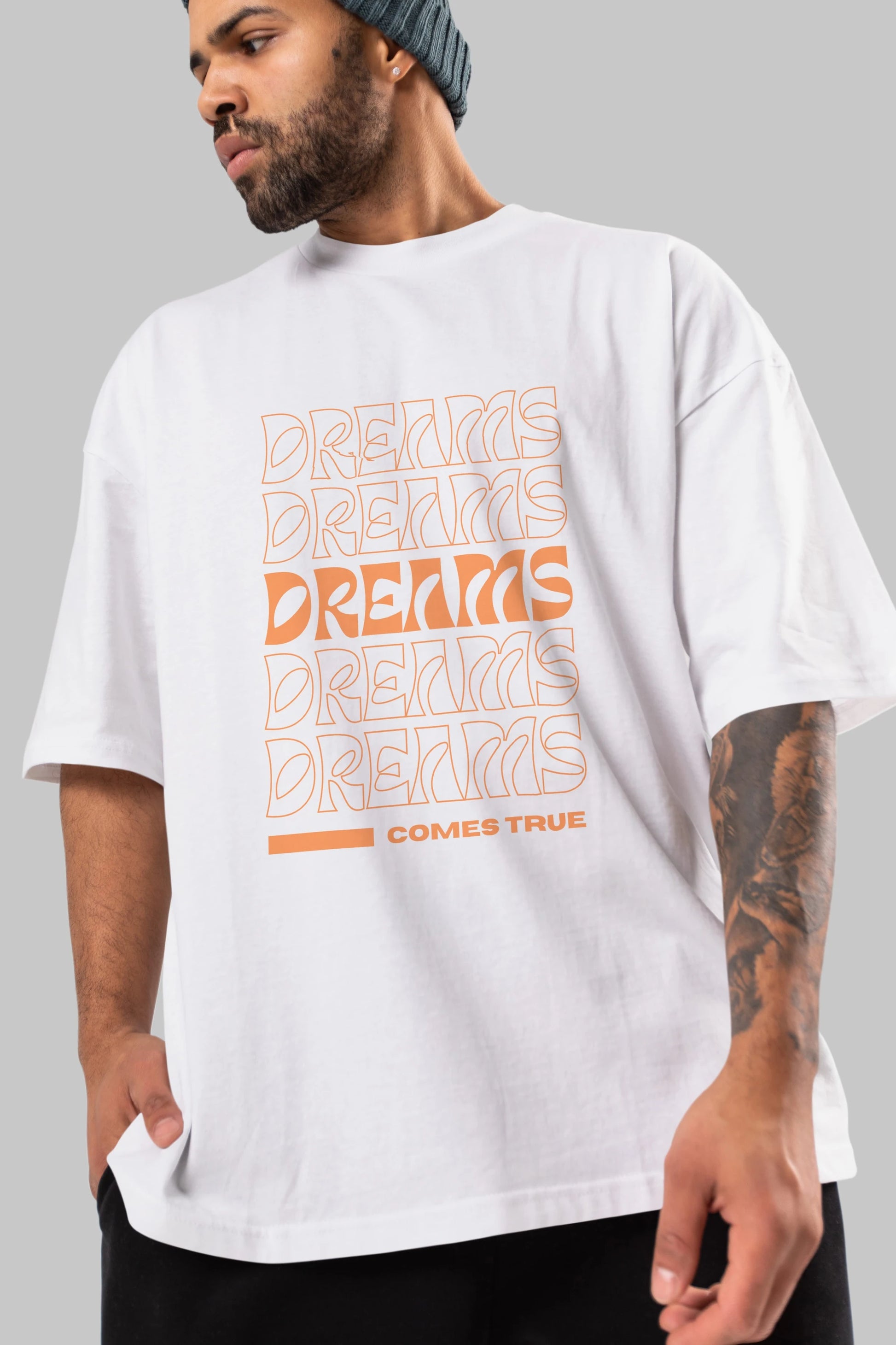 Dreams Yazılı Ön Baskılı Oversize t-shirt Erkek Kadın Unisex