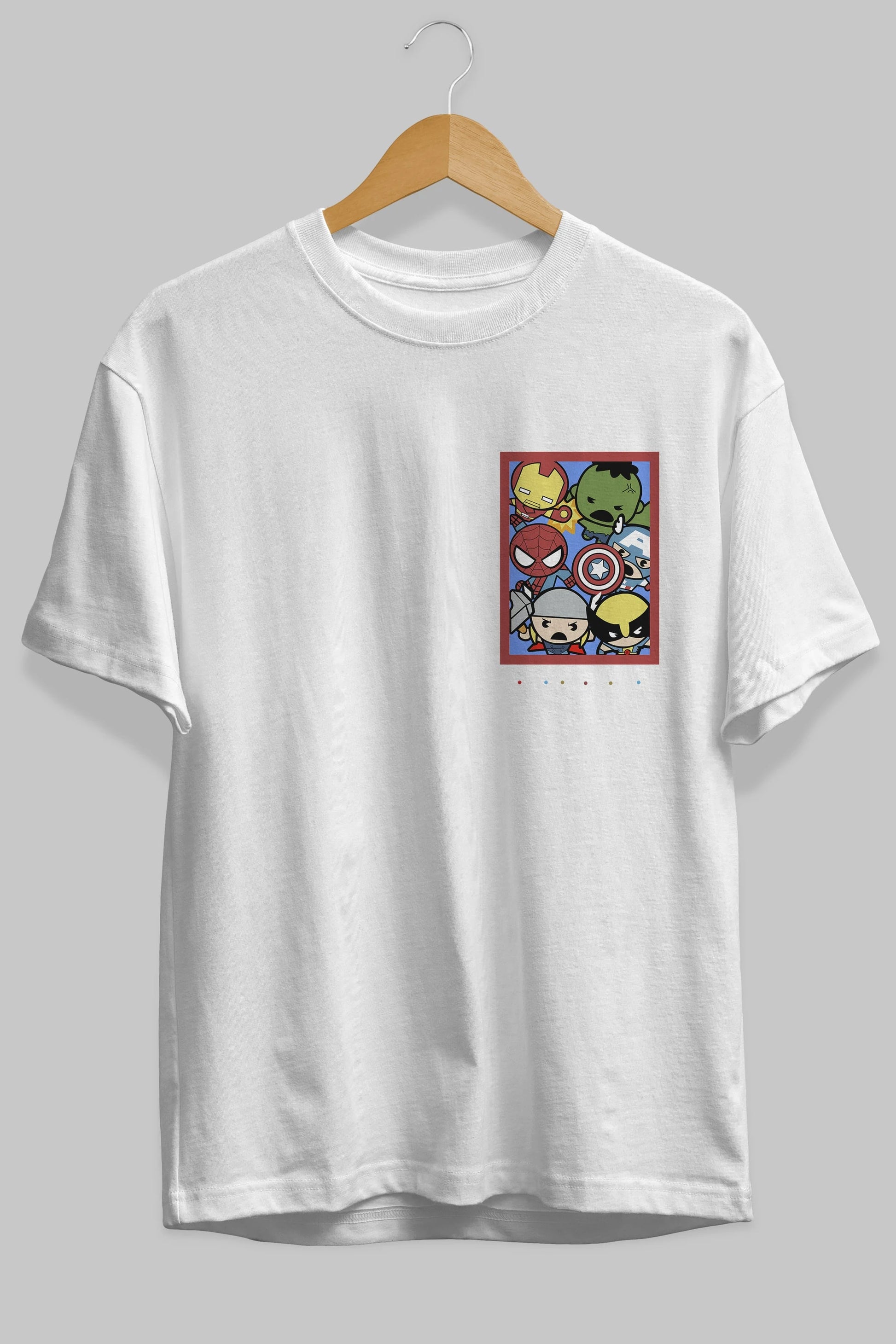 Friends Avenger Ön Sol Baskılı Oversize t-shirt Erkek Kadın Unisex %100 Pamuk Bisiklet Yaka tişort