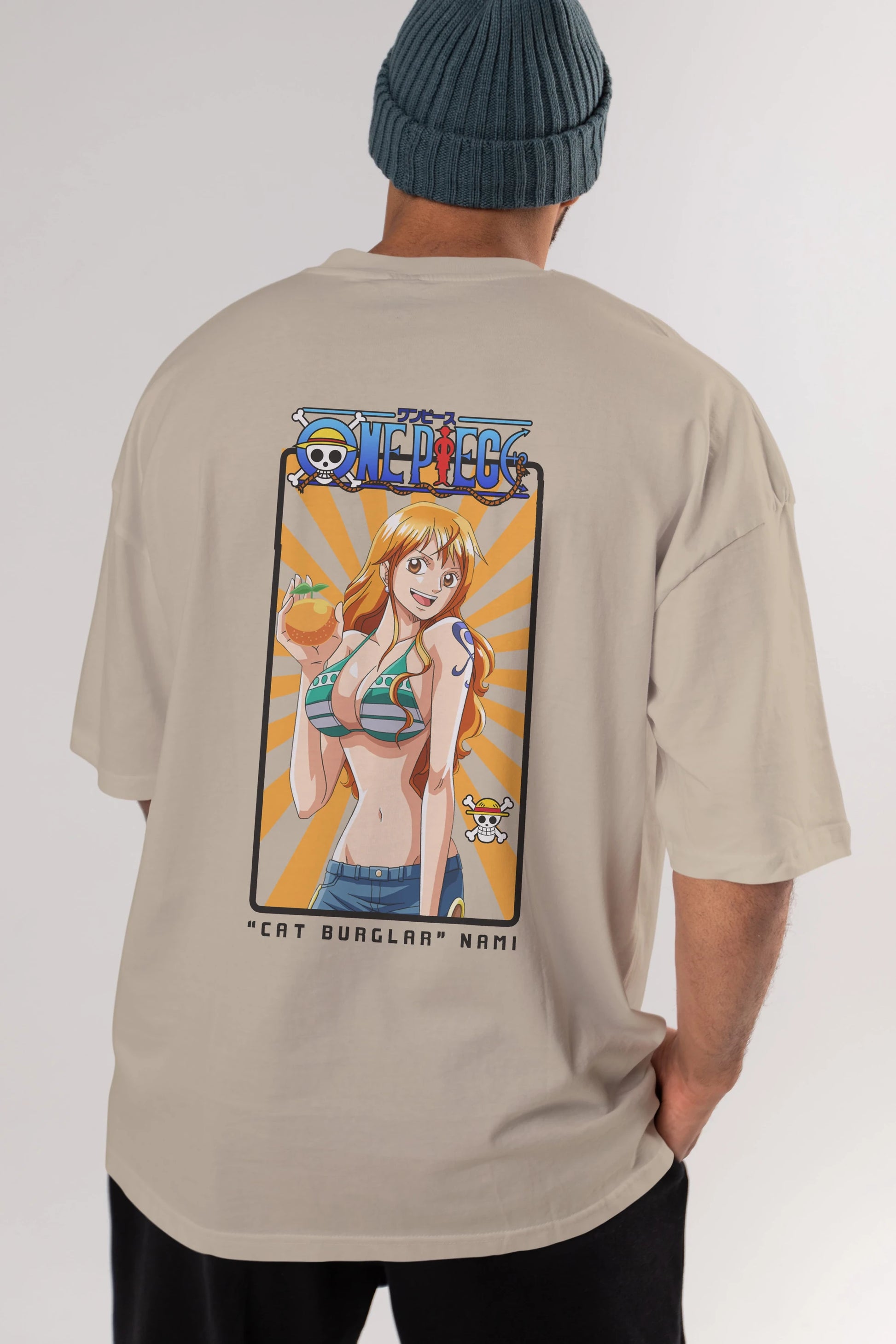 Nami Anime Arka Baskılı Oversize t-shirt Erkek Kadın Unisex %100 pamuk tişort