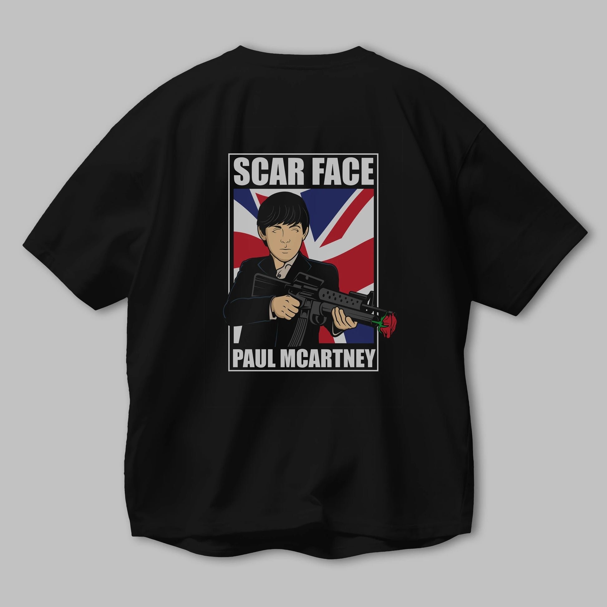 Paul Mccartney Scar Face Arka Baskılı Oversize t-shirt Erkek Kadın Unisex %100 Pamuk tişort