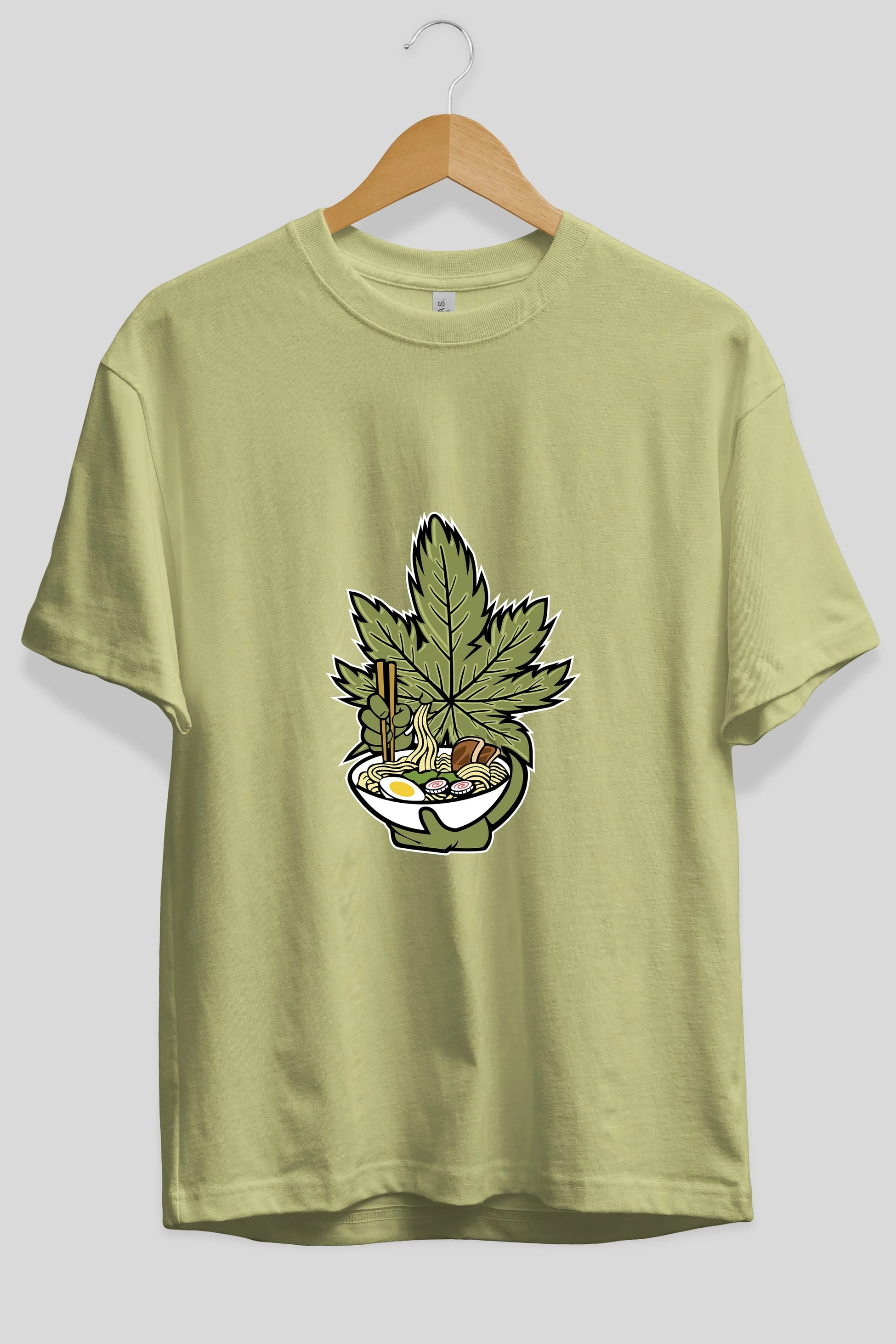 Weed Ramen Ön Baskılı Oversize t-shirt Erkek Kadın Unisex %100 Pamuk tişort